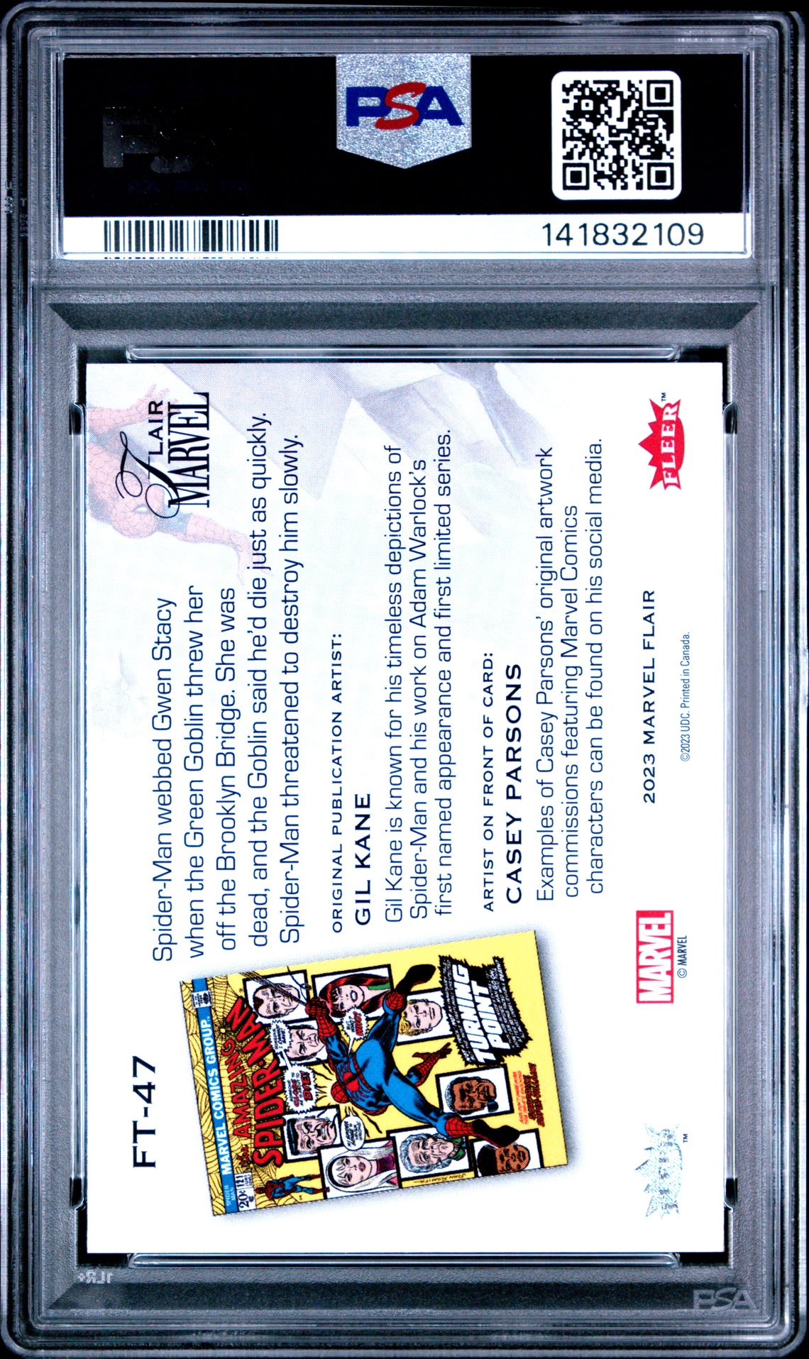 2024 Upper Deck Flair Marvel Flairium Spider-Man #Ft47 Mint 9 back