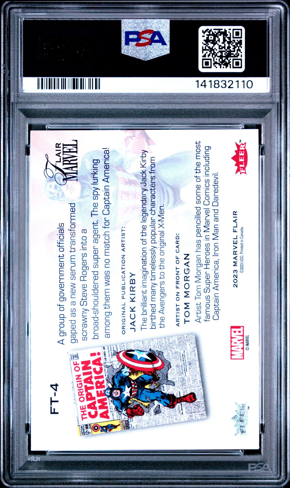 2024 Upper Deck Flair Marvel Flairium Captain America #Ft4 Mint 9 back