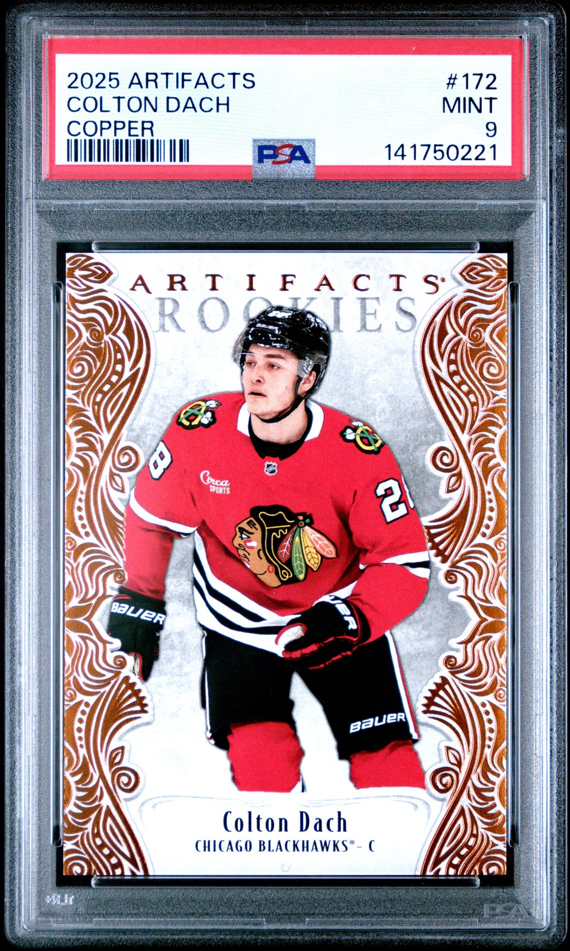 2025 Upper Deck Artifacts Colton Dach #172 (Copper) Mint 9 front