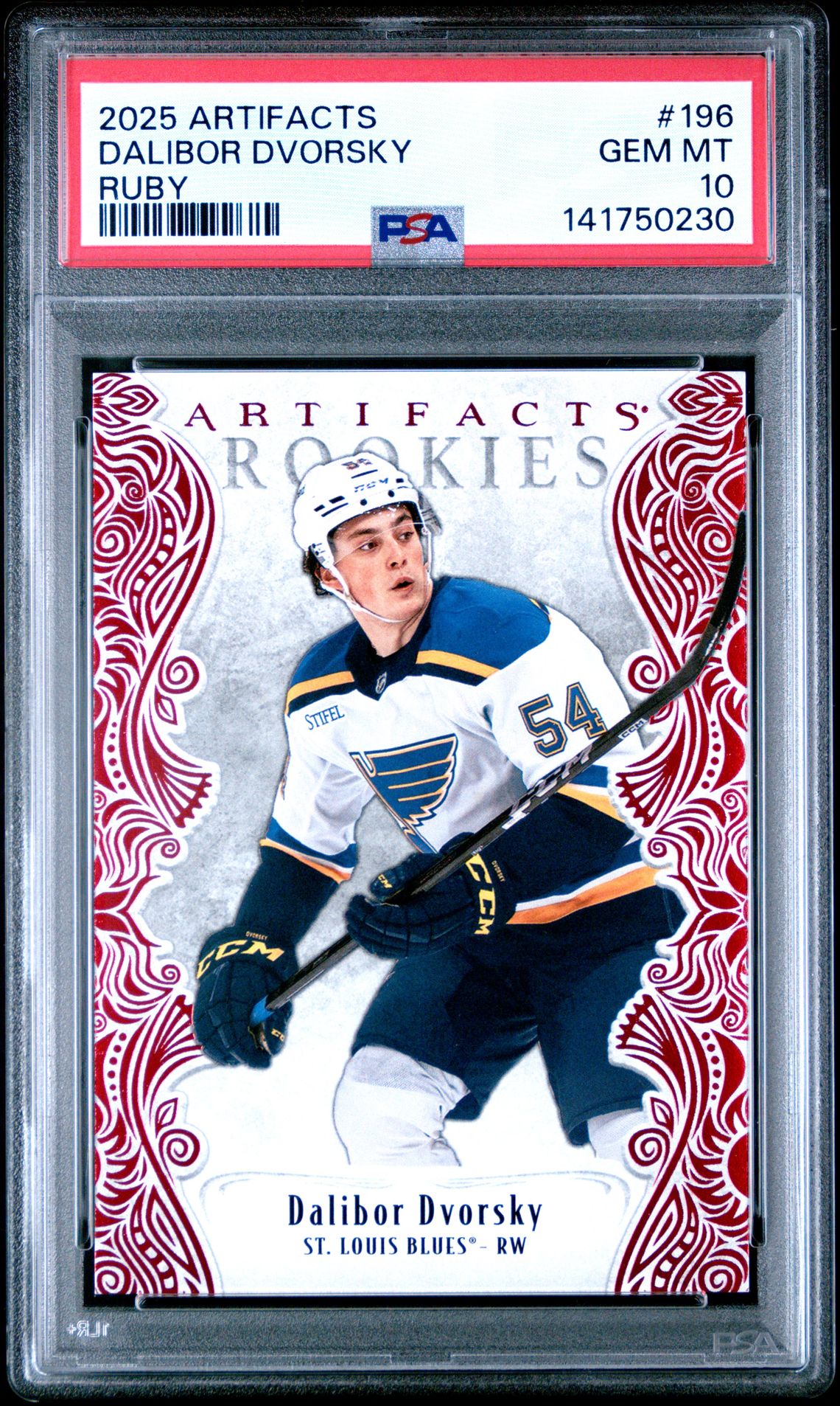 2025 Upper Deck Artifacts Dalibor Dvorsky #196 (Ruby) Gem Mt 10 front