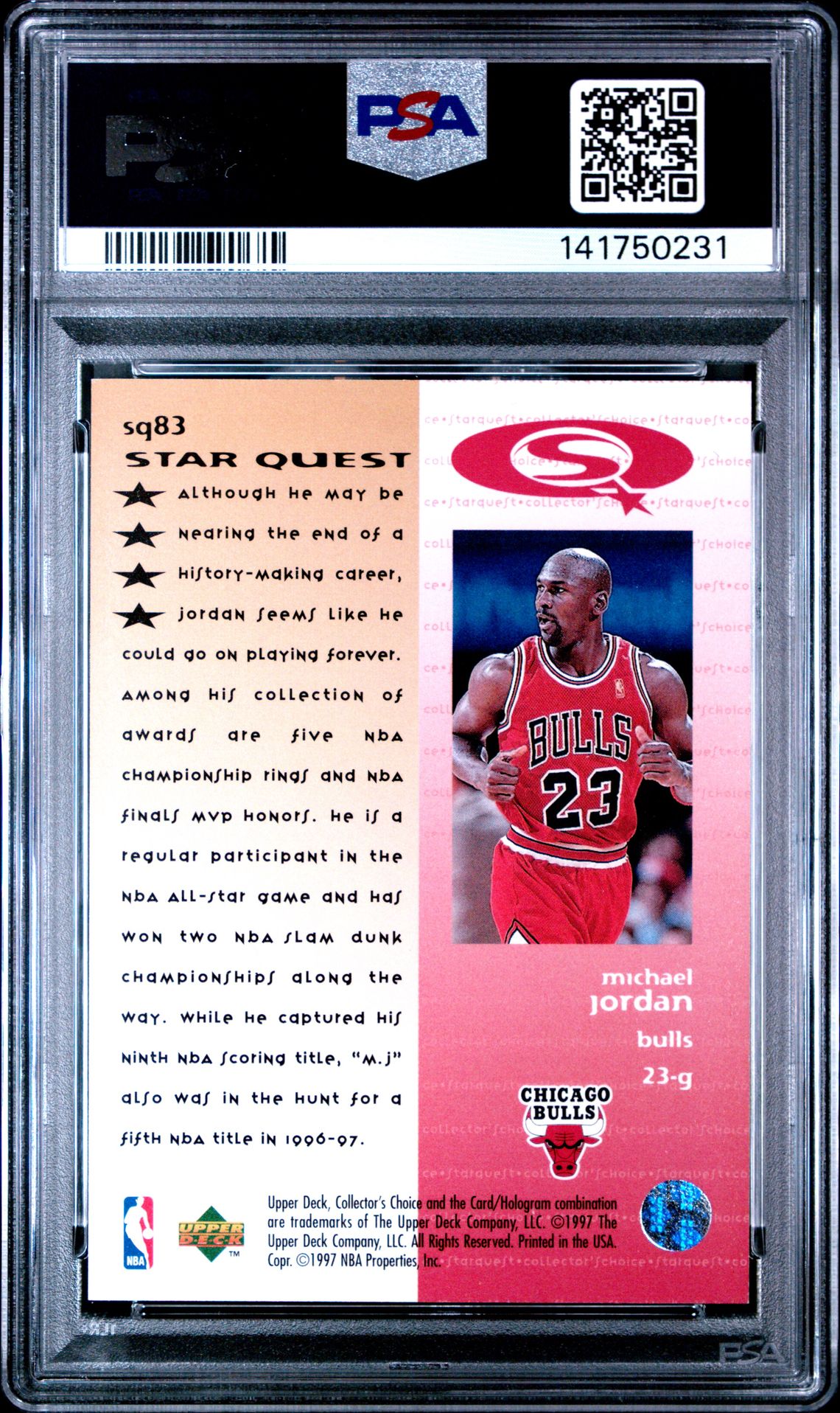 1997 Collector's Choice Starquest Michael Jordan #Sq83 (Starquest) Mint 9 back