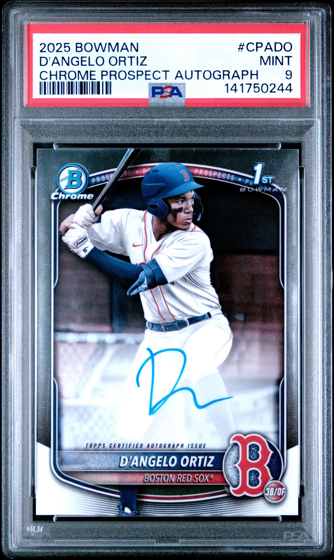 2025 Bowman Chrome Prospect Autographs D'angelo Ortiz #Cpado Mint 9 front