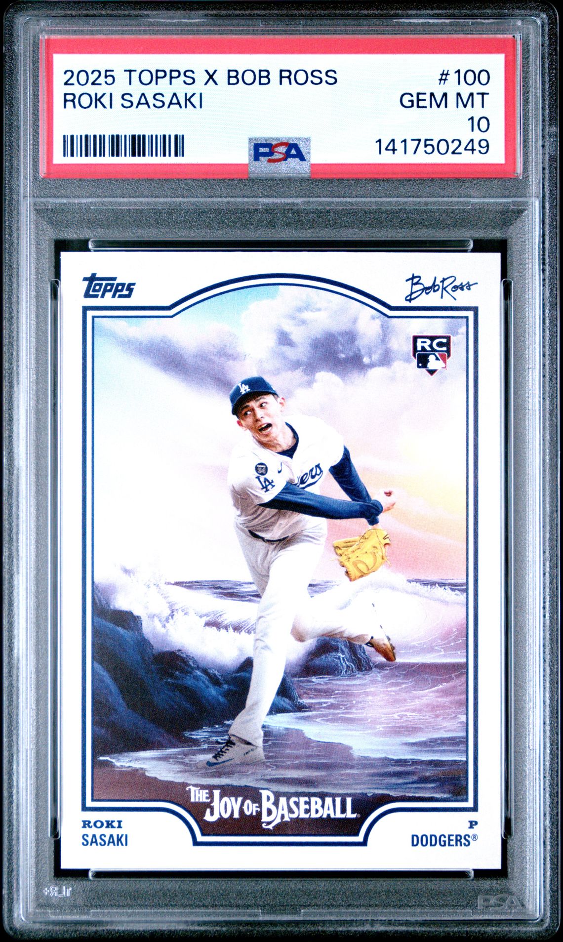 2025 Topps X Bob Ross The Joy Of Baseball Roki Sasaki #100 Gem Mt 10 front