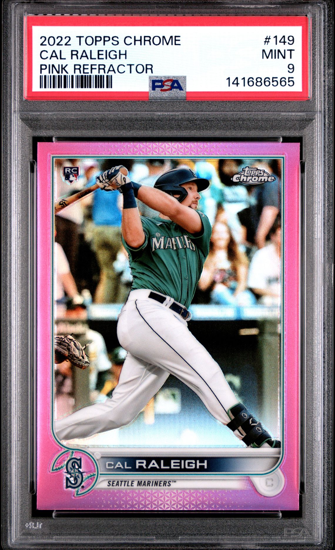 2022 Topps Chrome Cal Raleigh #149 (Pink Refractor) Mint 9 front