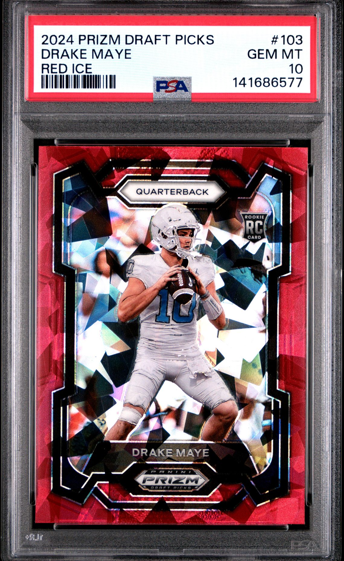 2024 Panini Prizm Draft Picks Drake Maye #103 (Red Ice) Gem Mt 10 front