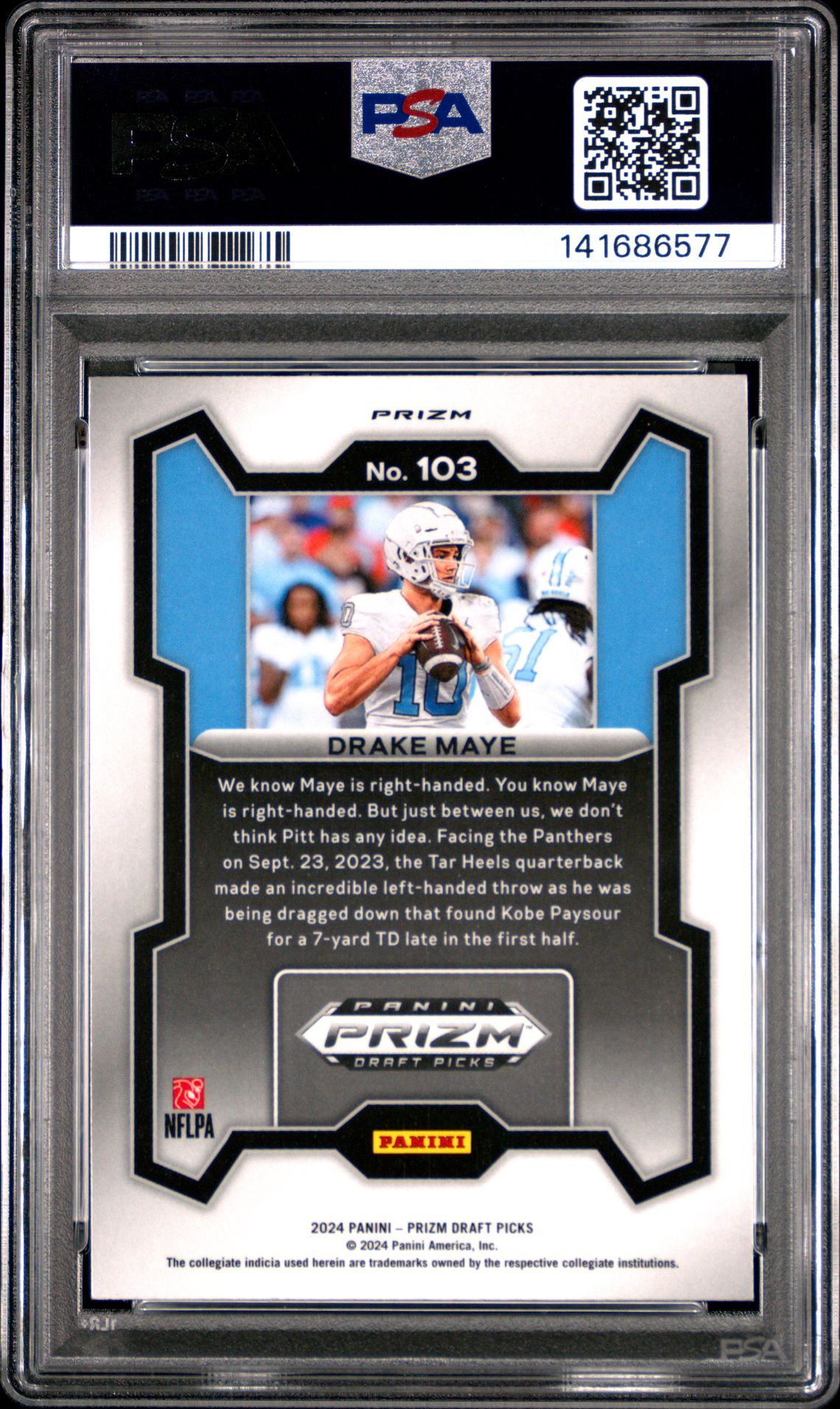 2024 Panini Prizm Draft Picks Drake Maye #103 (Red Ice) Gem Mt 10 back