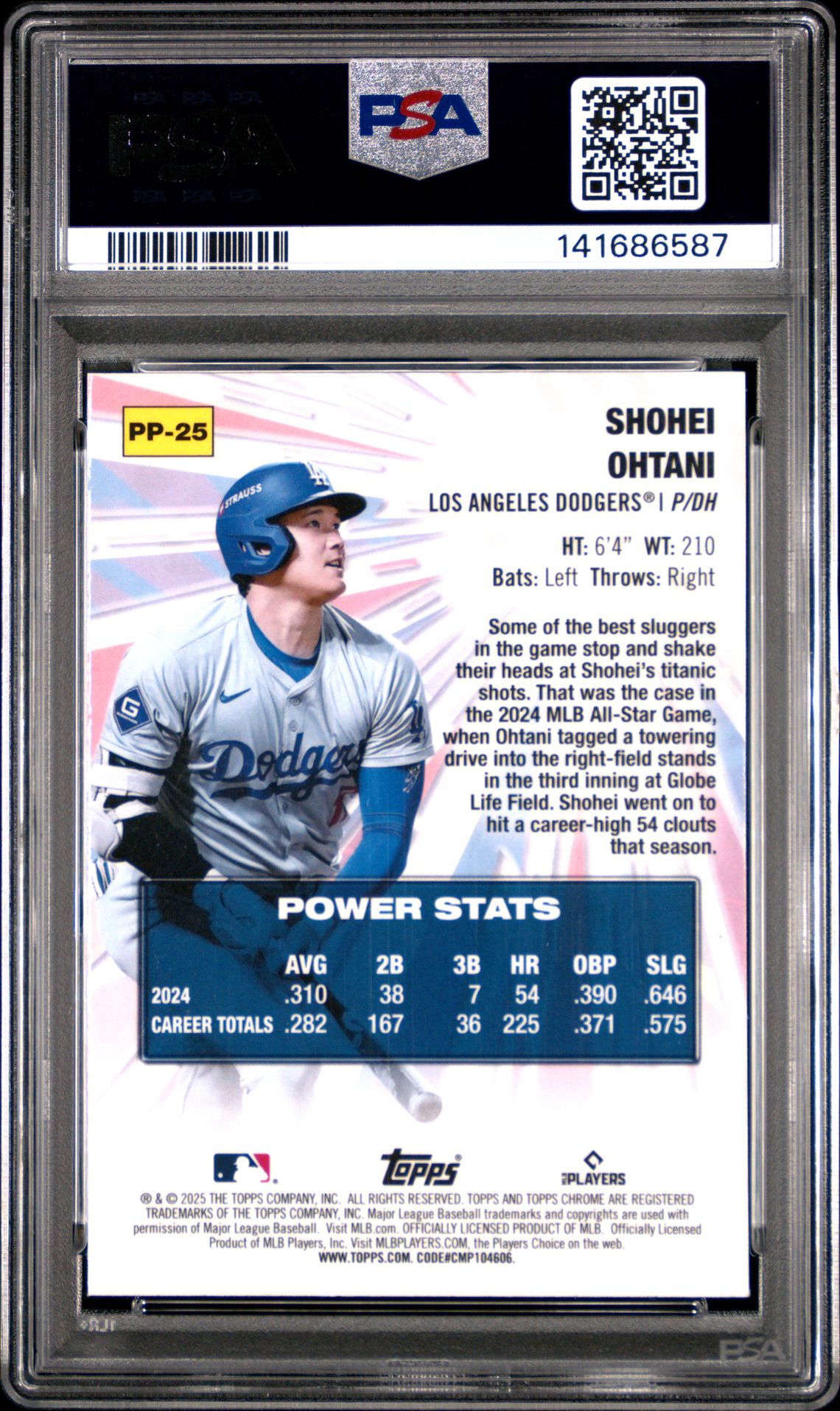 2025 Topps Chrome Power Players Shohei Ohtani #Pp25 Gem Mt 10 back