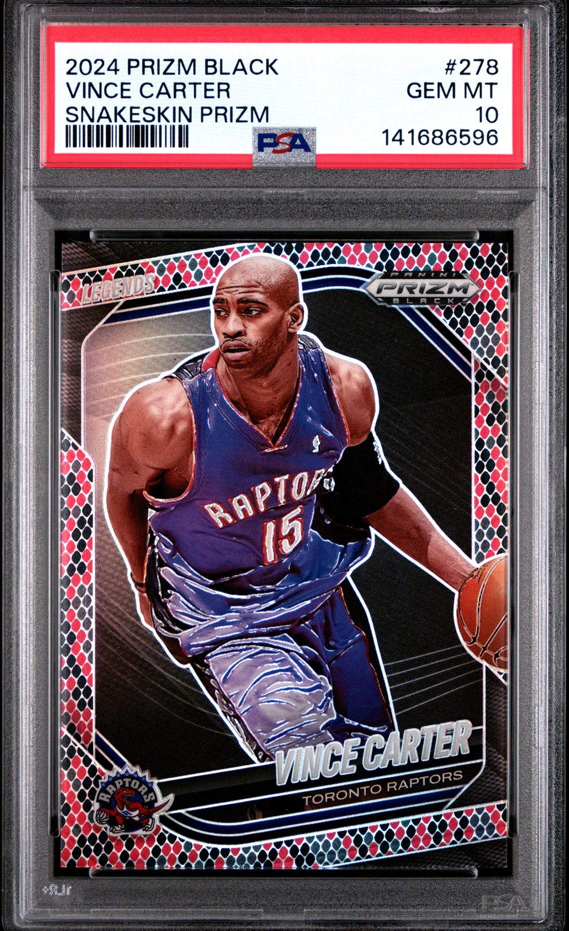 2024 Panini Prizm Black Vince Carter #278 (Snakeskin Prizm) Gem Mt 10 front