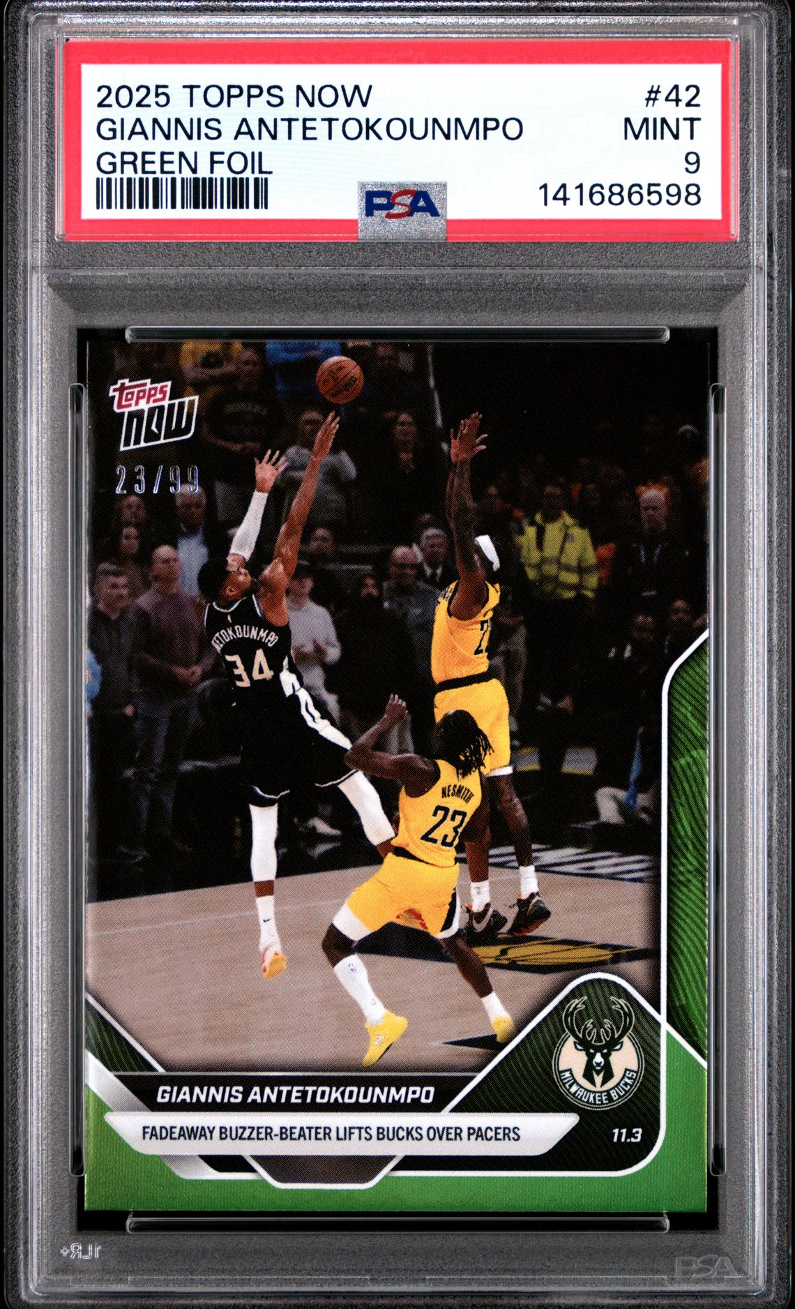 2025 Topps Now Giannis Antetokounmpo #42 (Green Foil) Mint 9 front