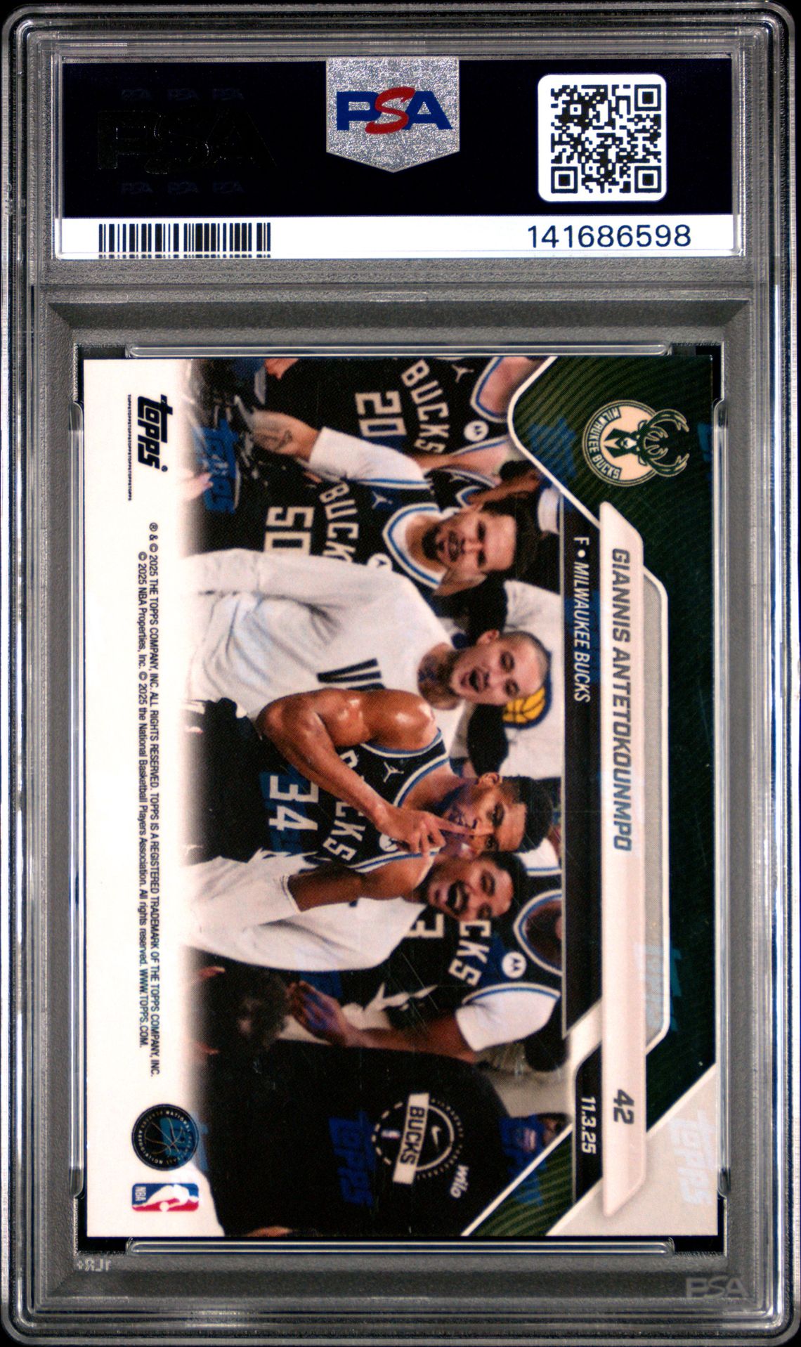 2025 Topps Now Giannis Antetokounmpo #42 (Green Foil) Mint 9 back