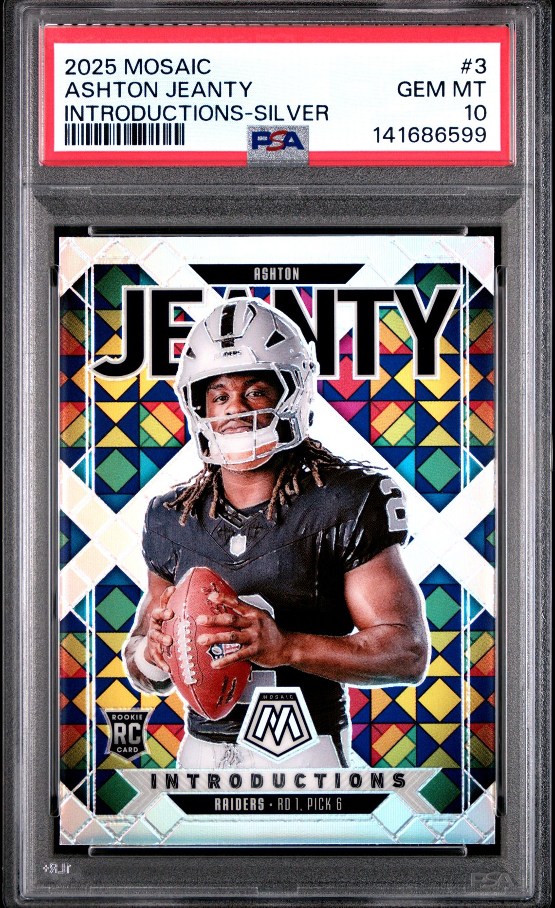 2025 Panini Mosaic Introductions Ashton Jeanty #3 (Introductions-Silver) Gem Mt 10 front