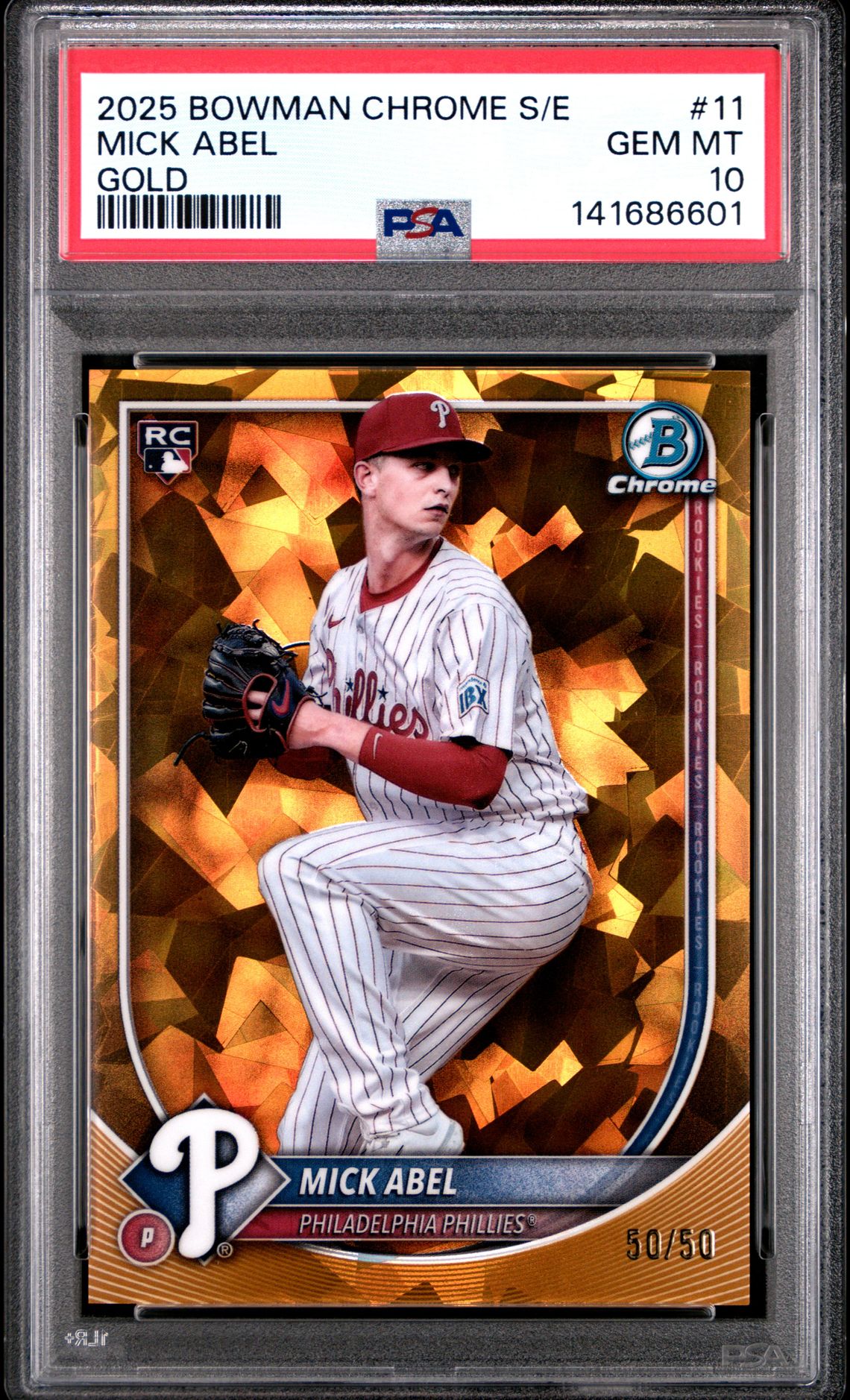 2025 Bowman Chrome Sapphire Edition Mick Abel #11 (Gold) Gem Mt 10 front