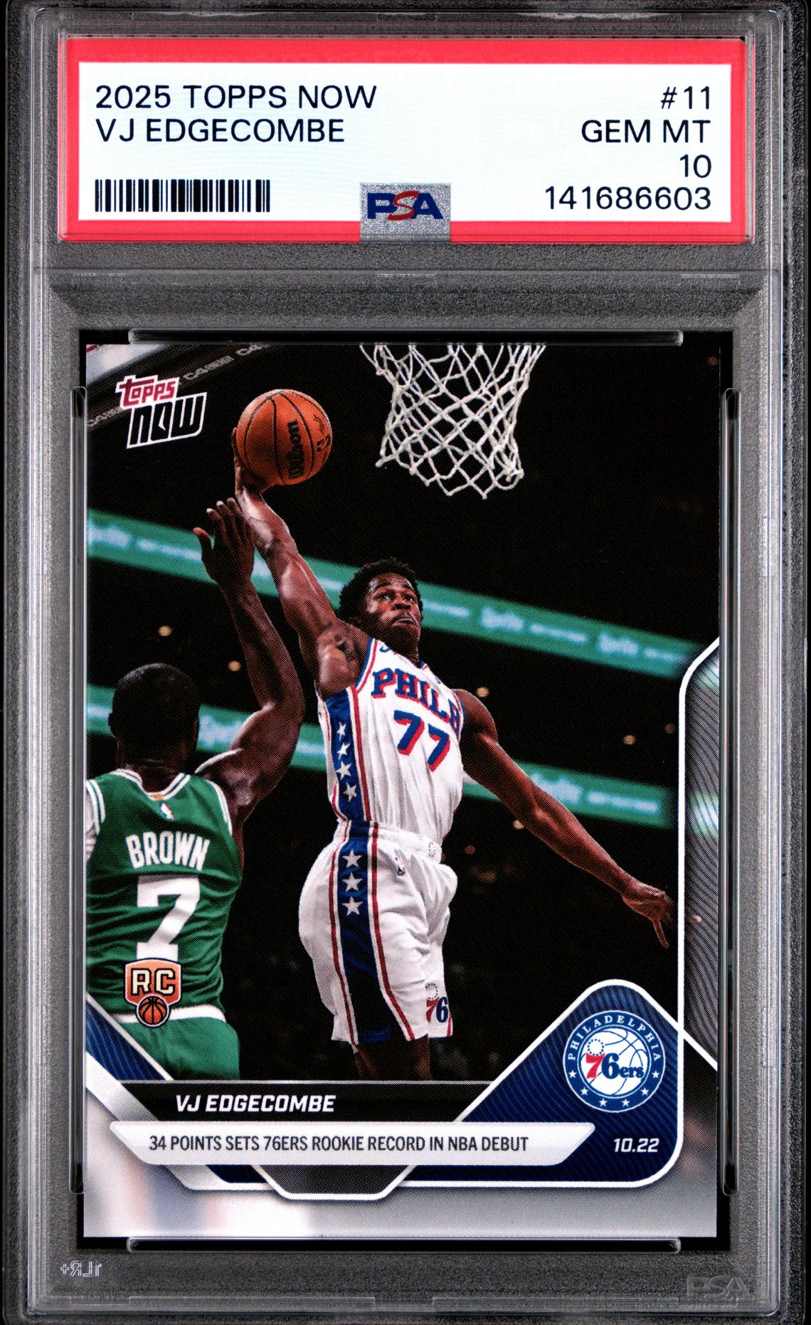 2025 Topps Now Vj Edgecombe #11 Gem Mt 10 front