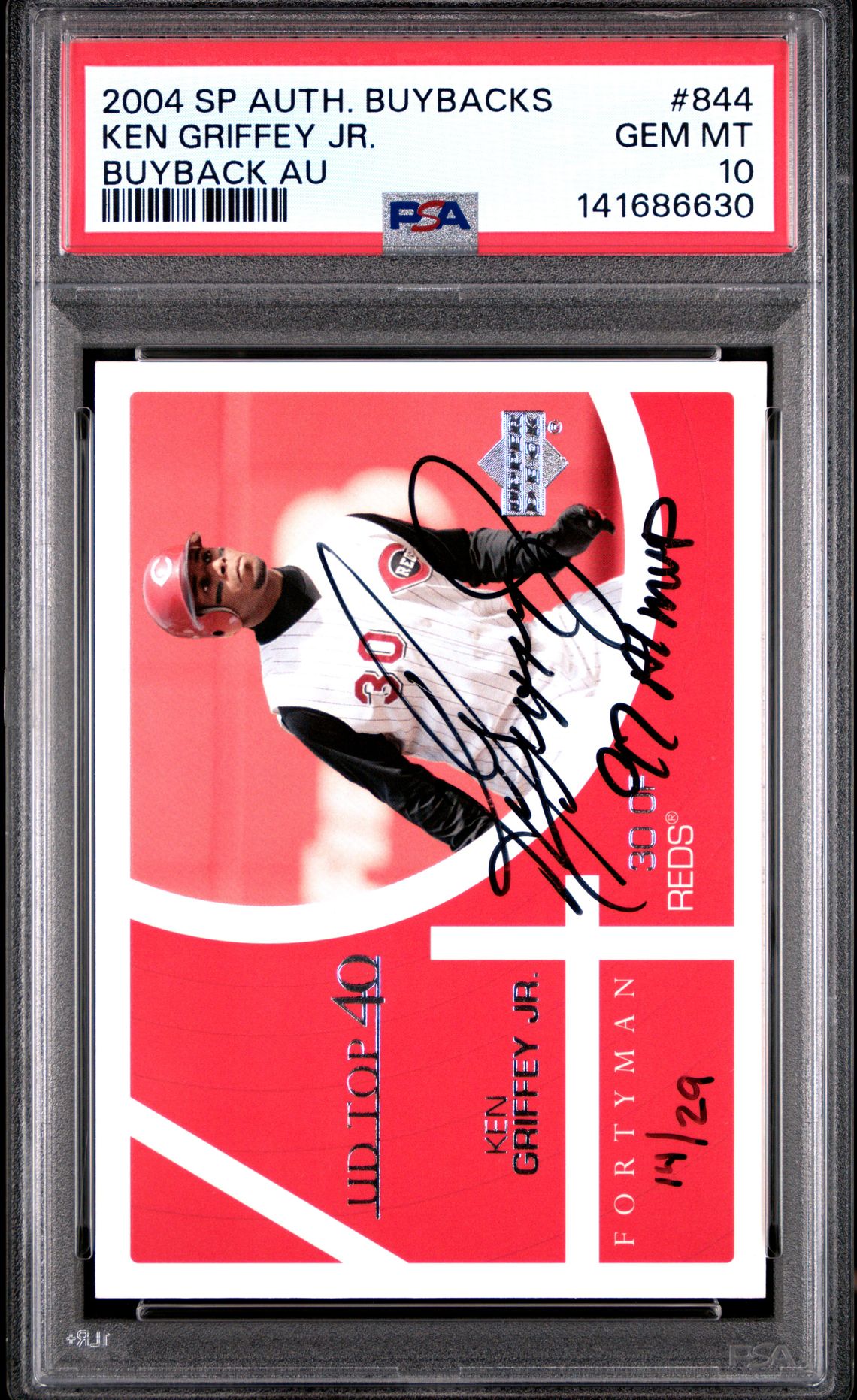 2004 Sp Authentic Buybacks Autographs Ken Griffey Jr. #844 ('03 Ud 40 Man-Autograph) Gem Mt 10 front