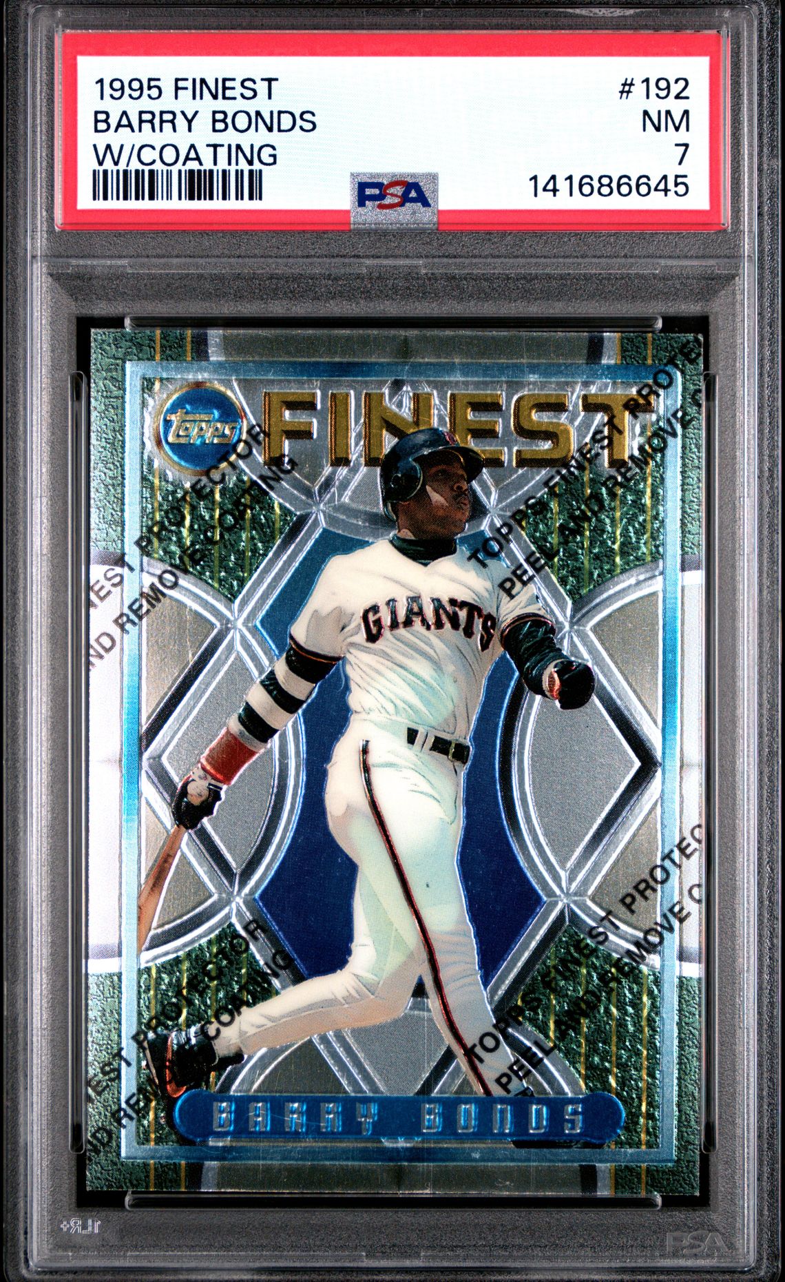 1995 Finest Barry Bonds #192 (W/Coating) Nm 7 front