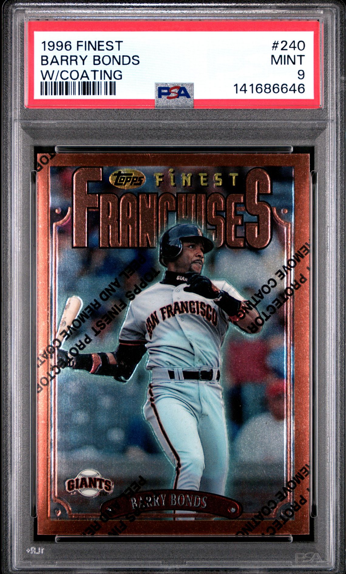 1996 Finest Barry Bonds #240 (W/Coating) Mint 9 front