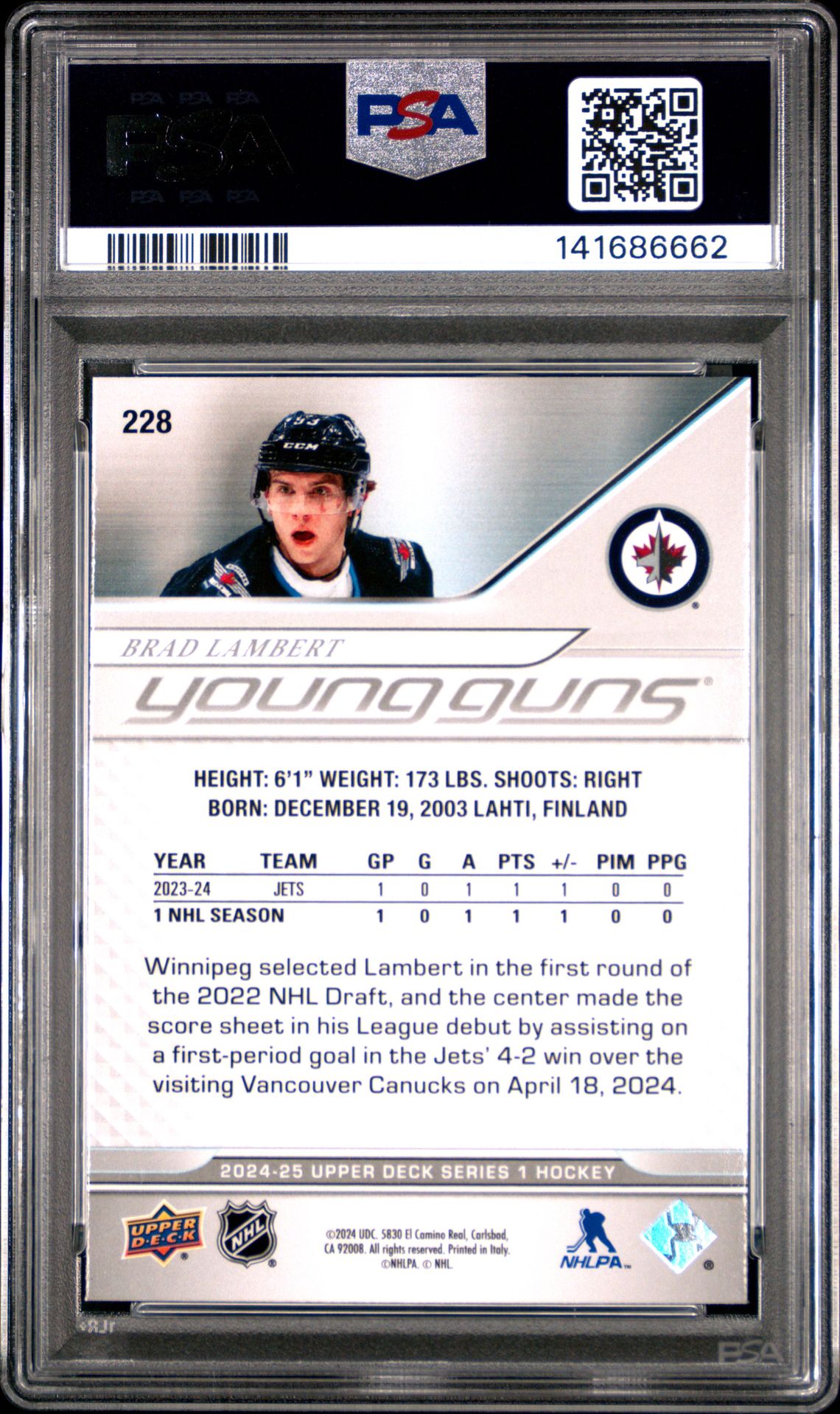 2024 Upper Deck Brad Lambert #228 Mint 9 back