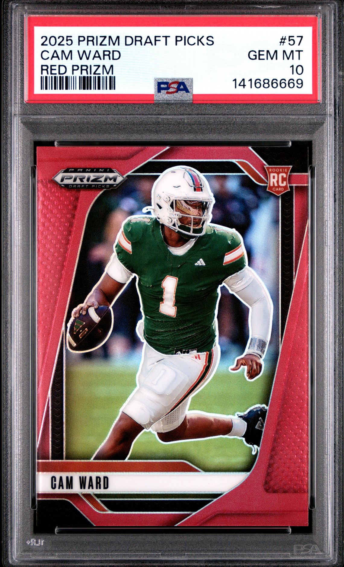 2025 Panini Prizm Draft Picks Cam Ward #57 (Red Prizm) Gem Mt 10 front