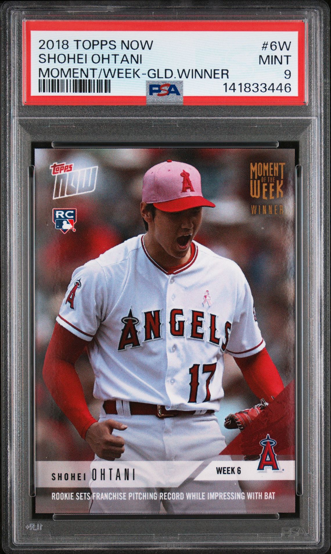 2018 Topps TOPPS NOW MOMENT OF THE WEEK MOMENT/WEEK-GLD.WINNER #6W Shohei Ohtani front