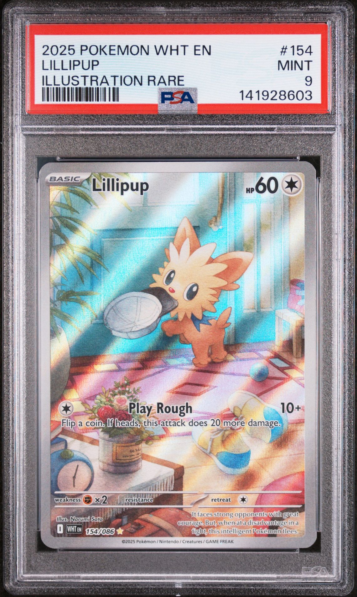 2025 Pokemon Wht En-White Flare Lillipup #154 (Illustration Rare) Mint 9 front