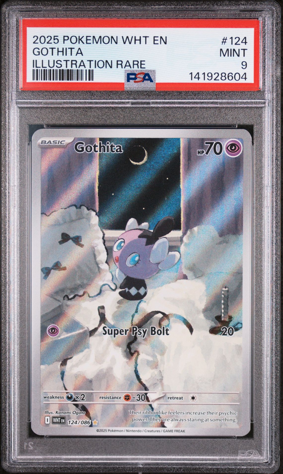 2025 Pokemon Wht En-White Flare Gothita #124 (Illustration Rare) Mint 9 front
