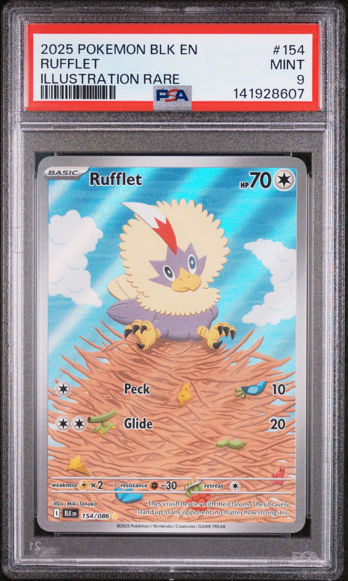 2025 Pokemon Blk En-Black Bolt Rufflet #154 (Illustration Rare) Mint 9 front