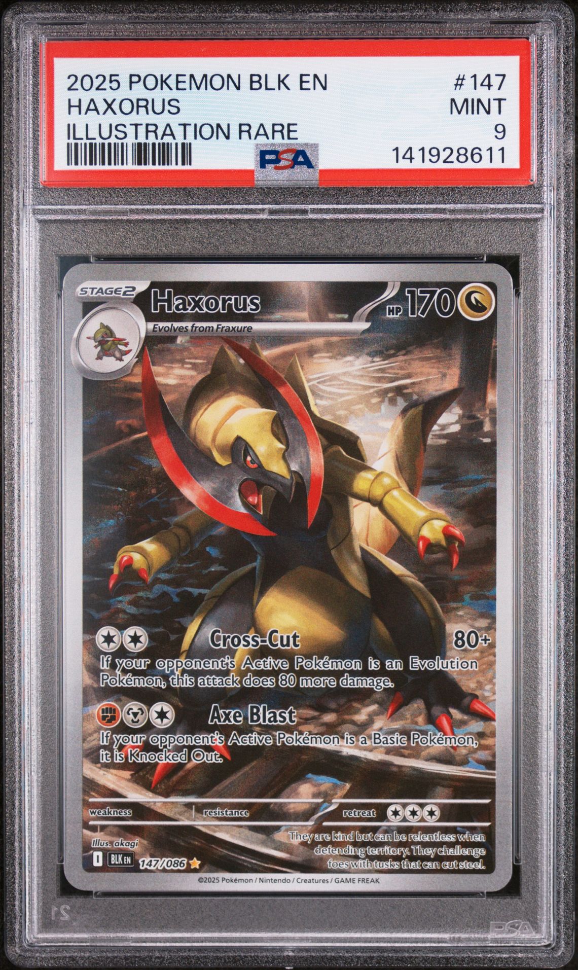 2025 Pokemon Blk En-Black Bolt Haxorus #147 (Illustration Rare) Mint 9 front