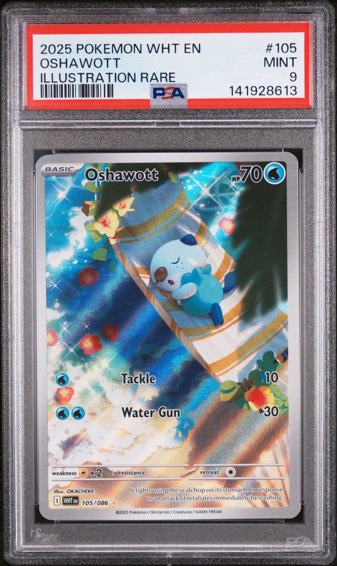 2025 Pokemon Wht En-White Flare Oshawott #105 (Illustration Rare) Mint 9 front