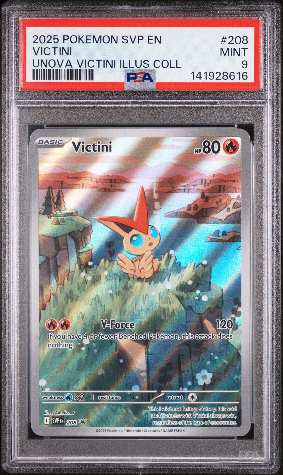 2025 Pokemon Svp En-Sv Black Star Promo Victini #208 (Unova Victini Illus Coll) Mint 9 front