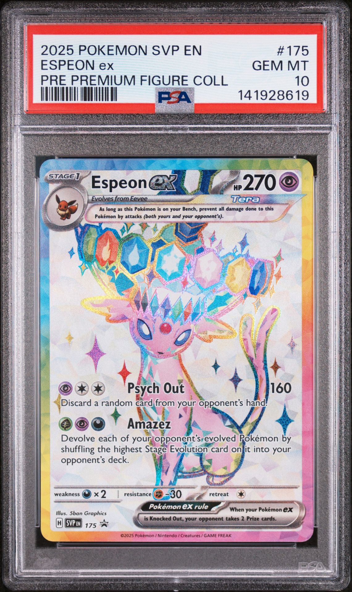 2025 Pokemon Svp En-Sv Black Star Promo Espeon Ex #175 (Pre Premium Figure Coll) Gem Mt 10 front view - PSA graded GEM MT 10