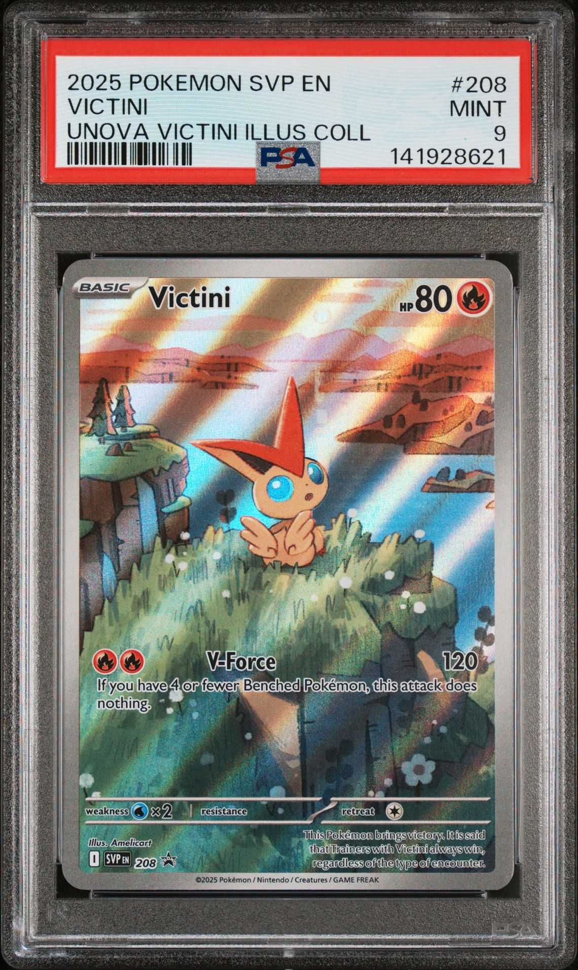 2025 Pokemon Svp En-Sv Black Star Promo Victini #208 (Unova Victini Illus Coll) Mint 9 front