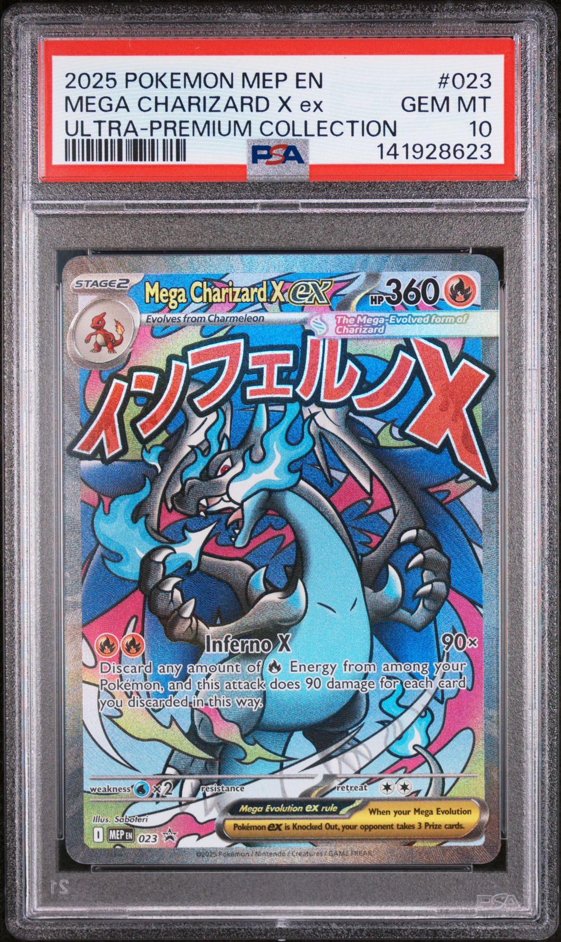 2025 Pokemon Mep En-Me Black Star Promo Mega Charizard X Ex #023 (Ultra-Premium Collection) Gem Mt 10 front