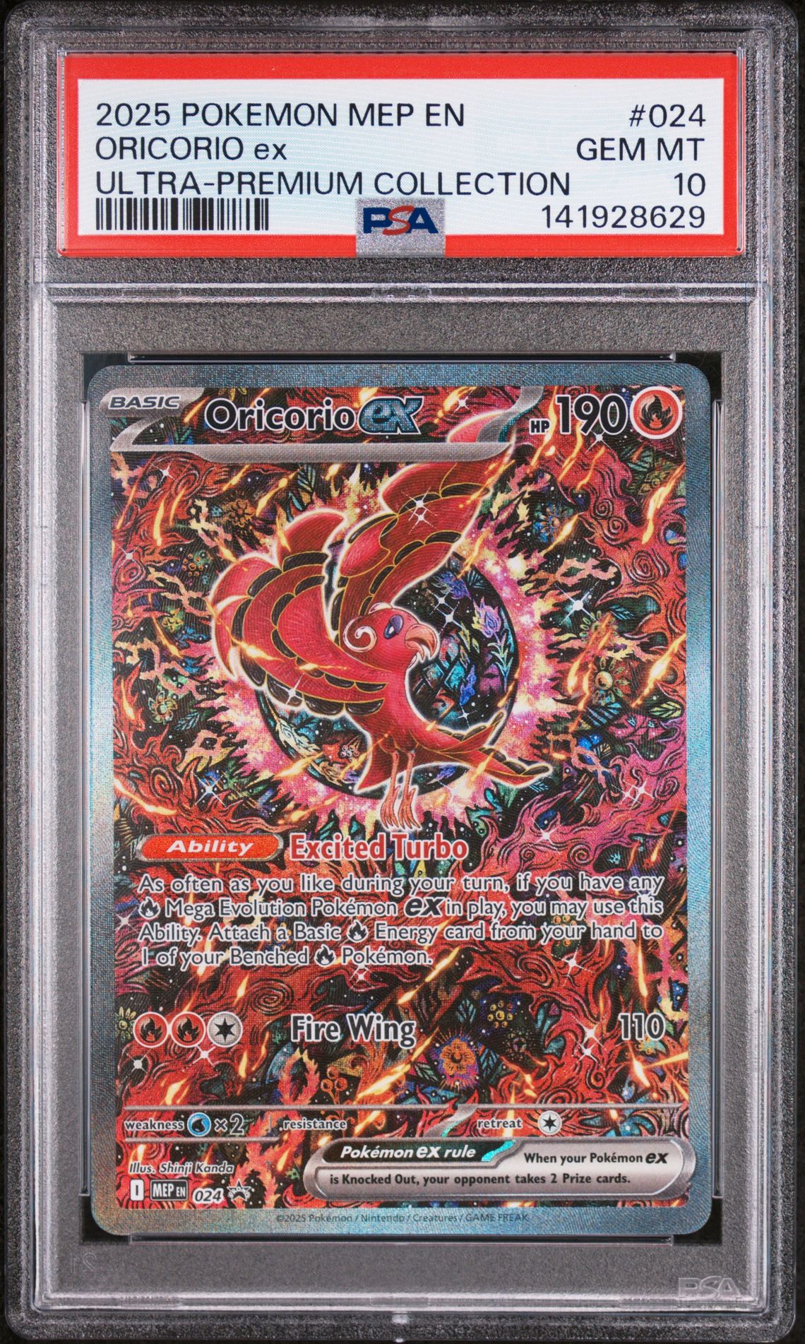 2025 Pokemon Mep En-Me Black Star Promo Oricorio Ex #024 (Ultra-Premium Collection) Gem Mt 10 front view - PSA graded GEM MT 10