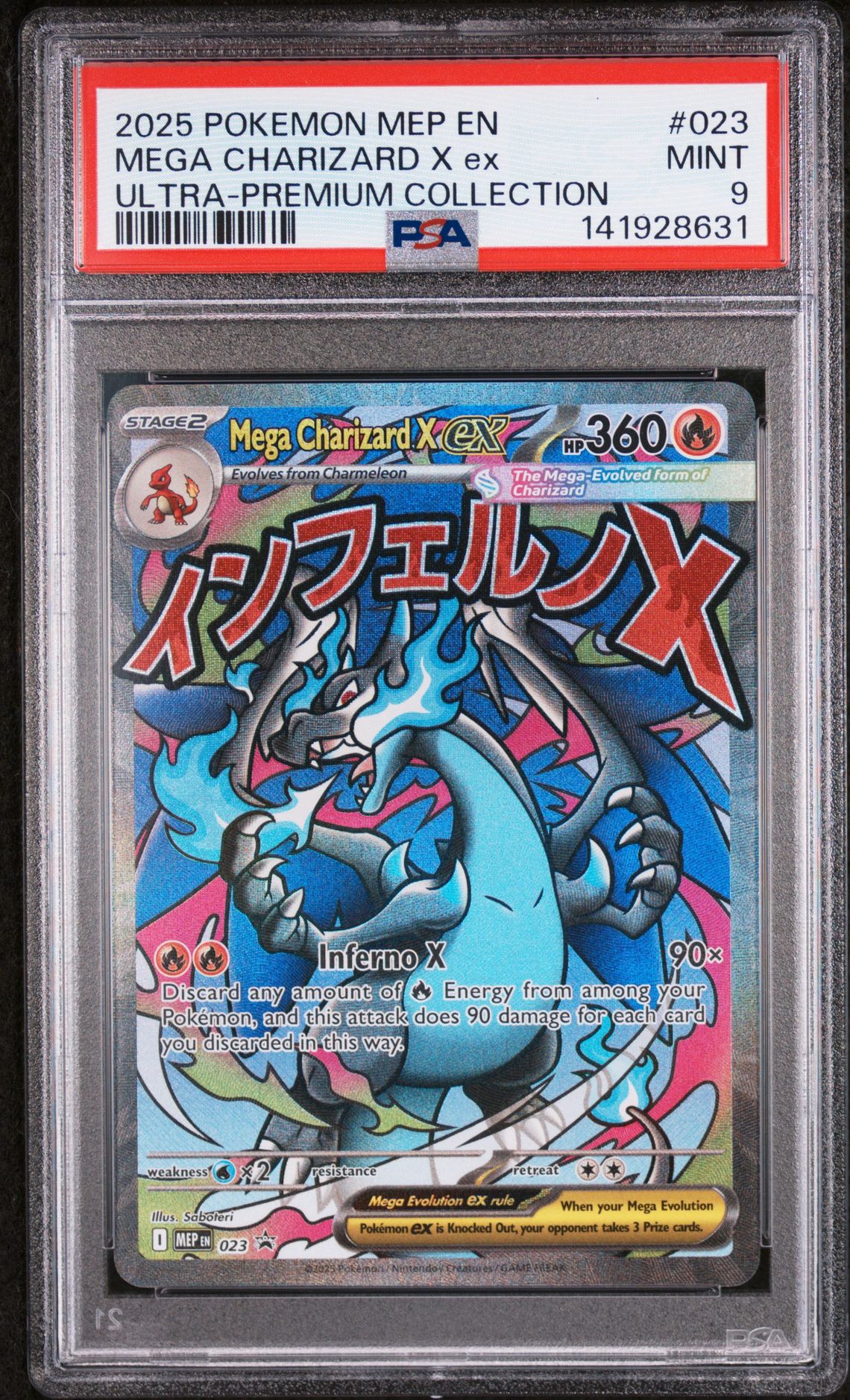 2025 Pokemon Mep En-Me Black Star Promo Mega Charizard X Ex #023 (Ultra-Premium Collection) Mint 9 front