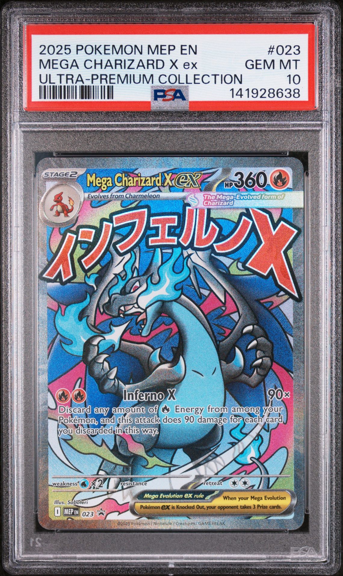 2025 Pokemon Mep En-Me Black Star Promo Mega Charizard X Ex #023 (Ultra-Premium Collection) Gem Mt 10 front