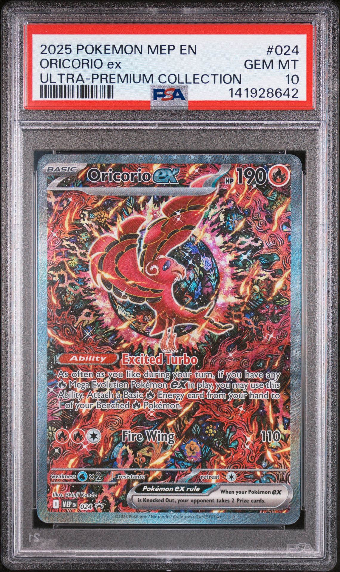 2025 Pokemon Mep En-Me Black Star Promo Oricorio Ex #024 (Ultra-Premium Collection) Gem Mt 10 front view - PSA graded GEM MT 10