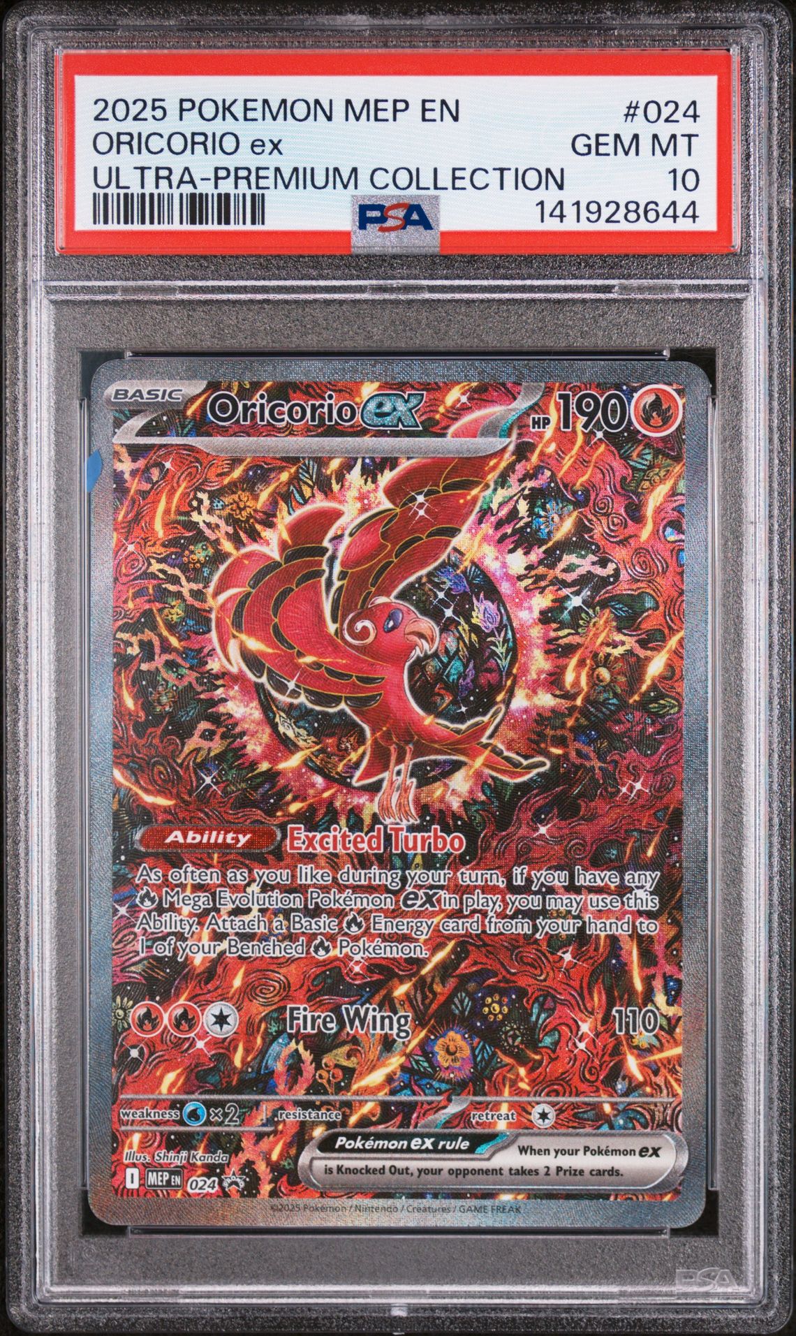 2025 Pokemon Mep En-Me Black Star Promo Oricorio Ex #024 (Ultra-Premium Collection) Gem Mt 10 front view - PSA graded GEM MT 10