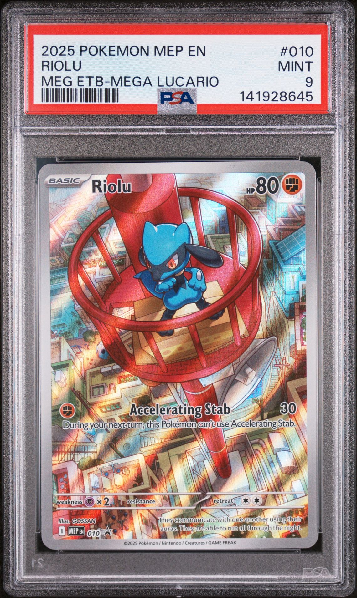 2025 Pokemon Mep En-Me Black Star Promo Riolu #010 (Meg Etb-Mega Lucario) Mint 9 front