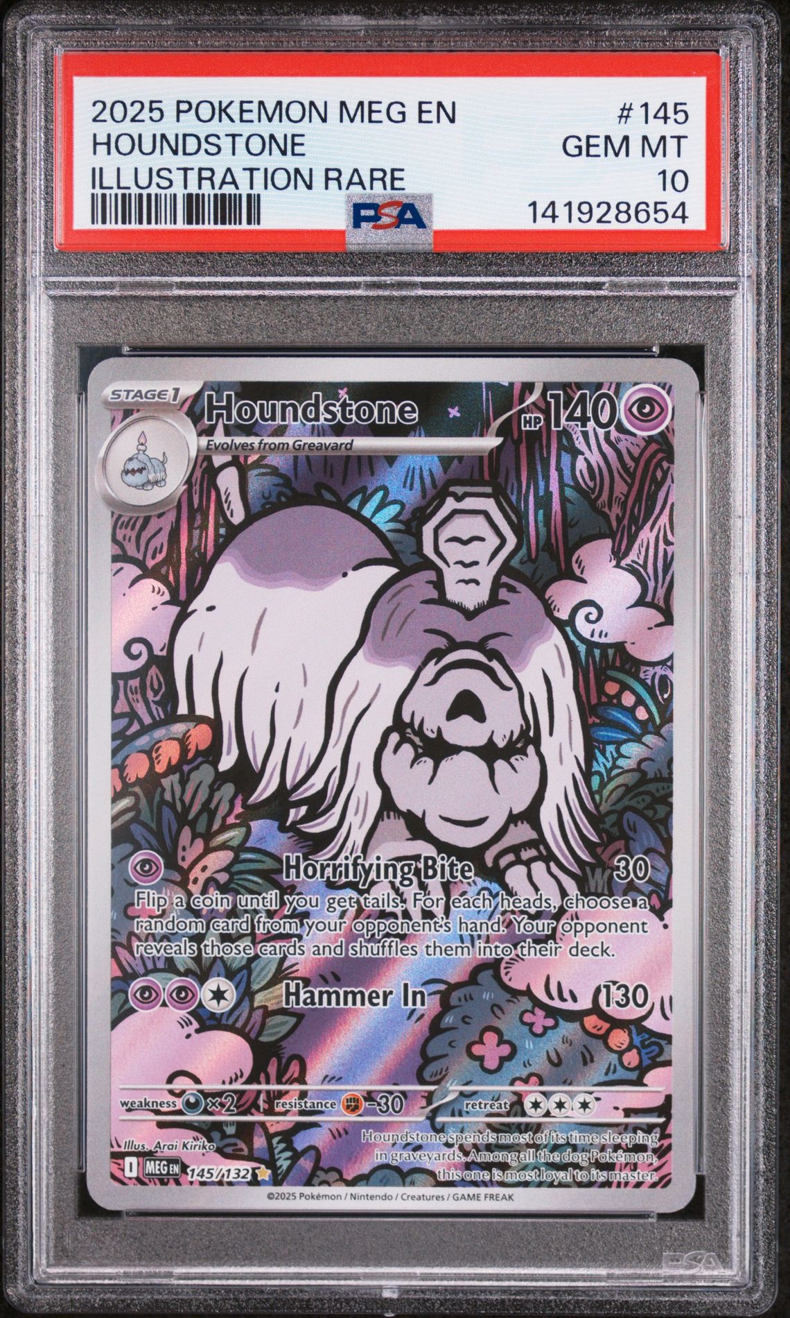 2025 Pokemon Meg En-Mega Evolution Houndstone #145 (Illustration Rare) Gem Mt 10 front