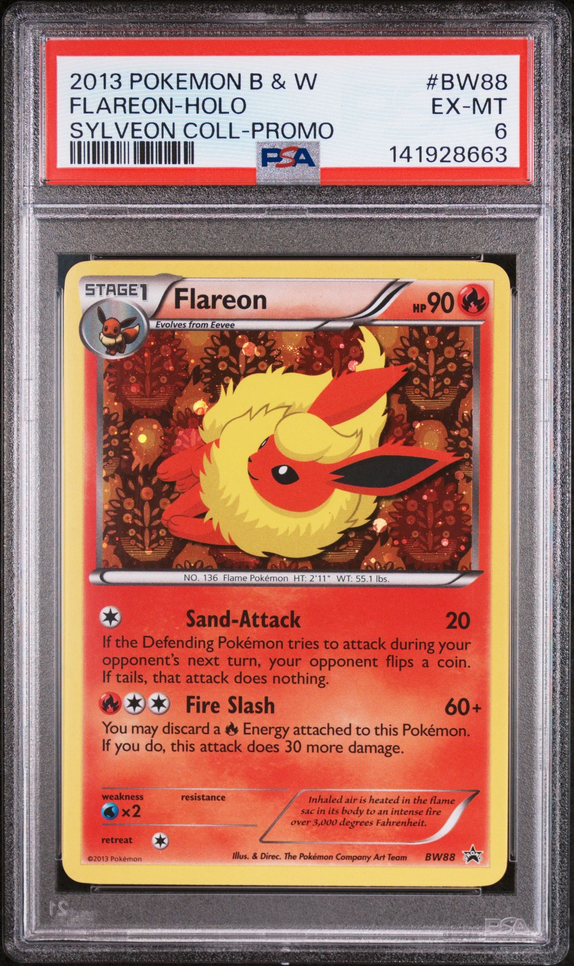 2013 Pokemon Black & White Promo Flareon-Holo #Bw88 (Sylveon Coll-Promo) Ex-Mt 6 front