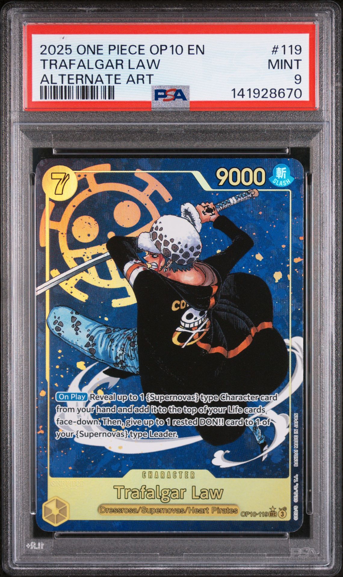 2025 One Piece Op10-Royal Blood Trafalgar Law #119 (Alternate Art) Mint 9 front