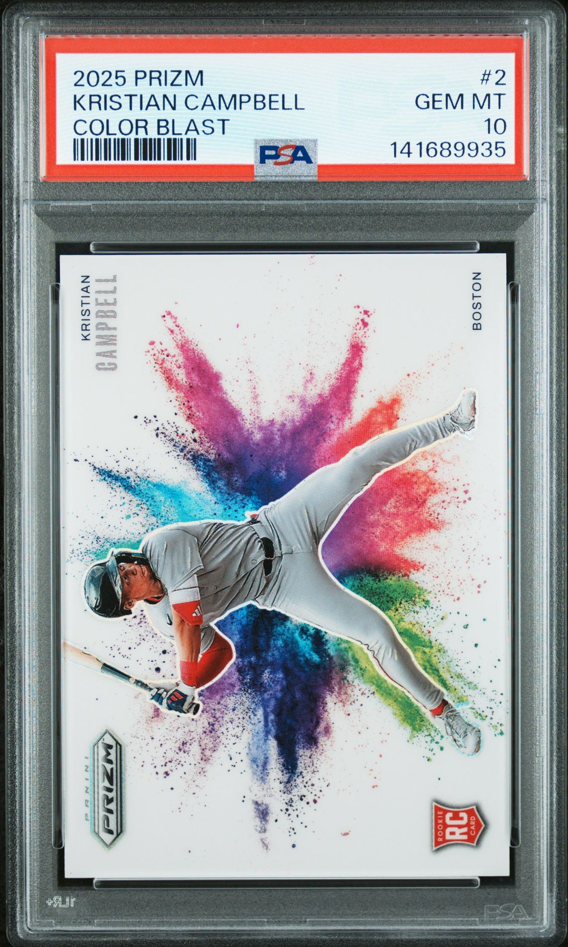 2025 Panini Prizm Color Blast Kristian Campbell #2 Gem Mt 10 front