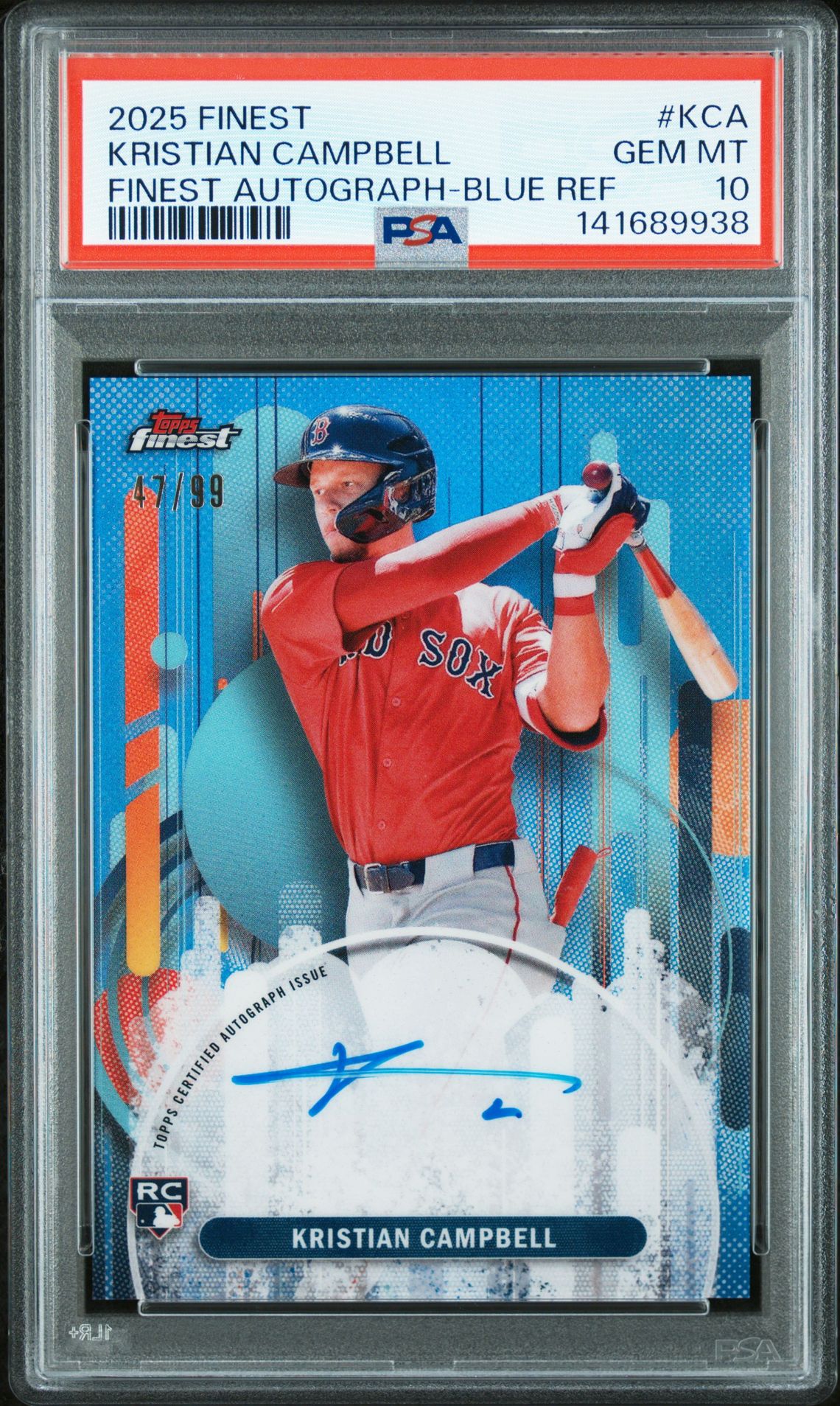 2025 Topps Finest Finest Autographs Kristian Campbell #Kca (Finest Autograph-Blue Ref) Gem Mt 10 front