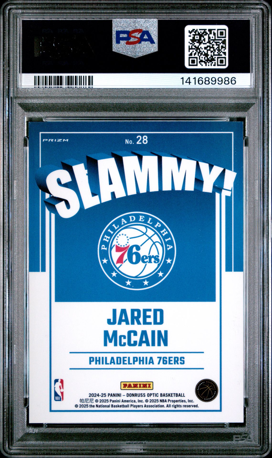 2024 Panini Donruss Optic Slammy! Jared Mccain #28 Mint 9 back