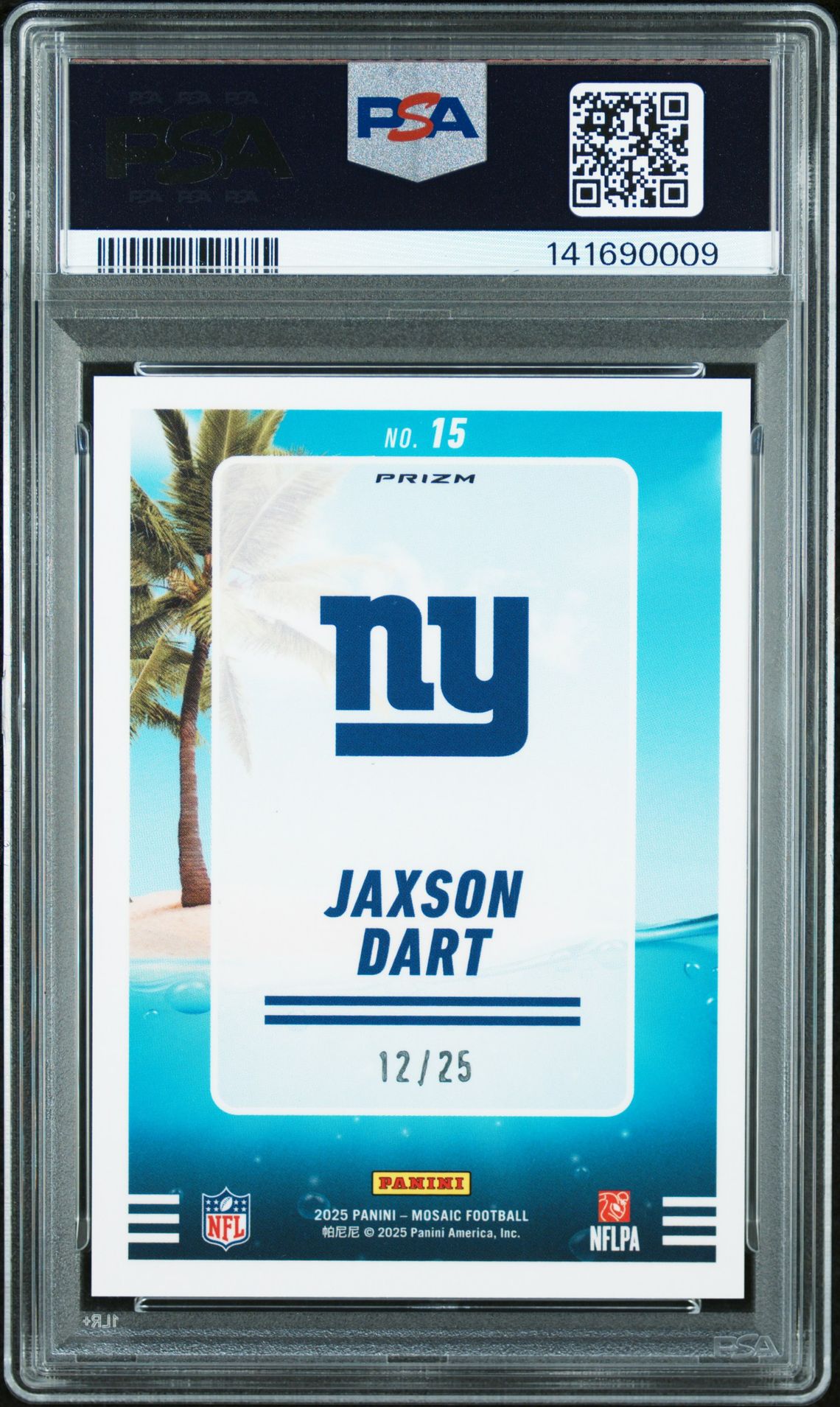 2025 Panini Mosaic Splash Jaxson Dart #15 (Splash-White) Mint 9 back