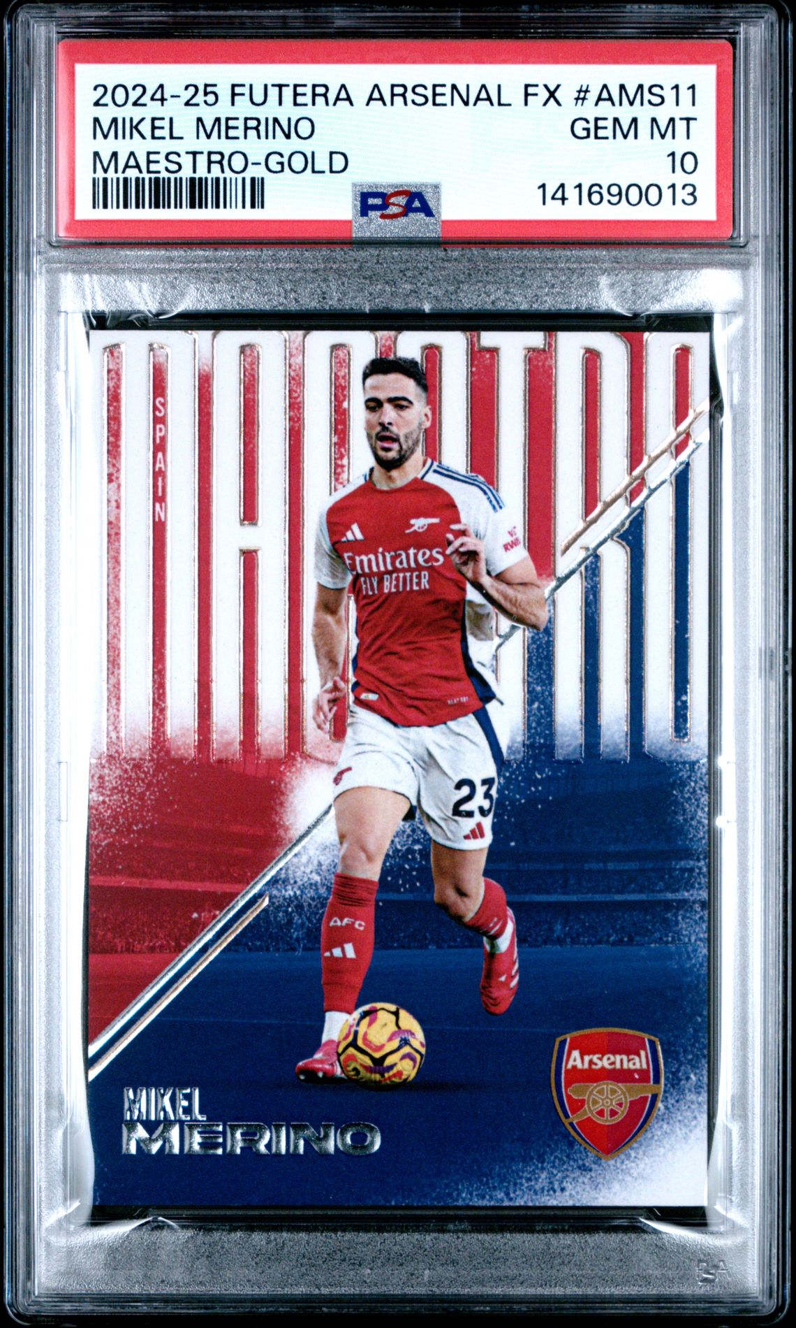 2024-25 Futera Arsenal Fx Collection Maestro Mikel Merino #Ams11 (Maestro-Gold) Gem Mt 10 front