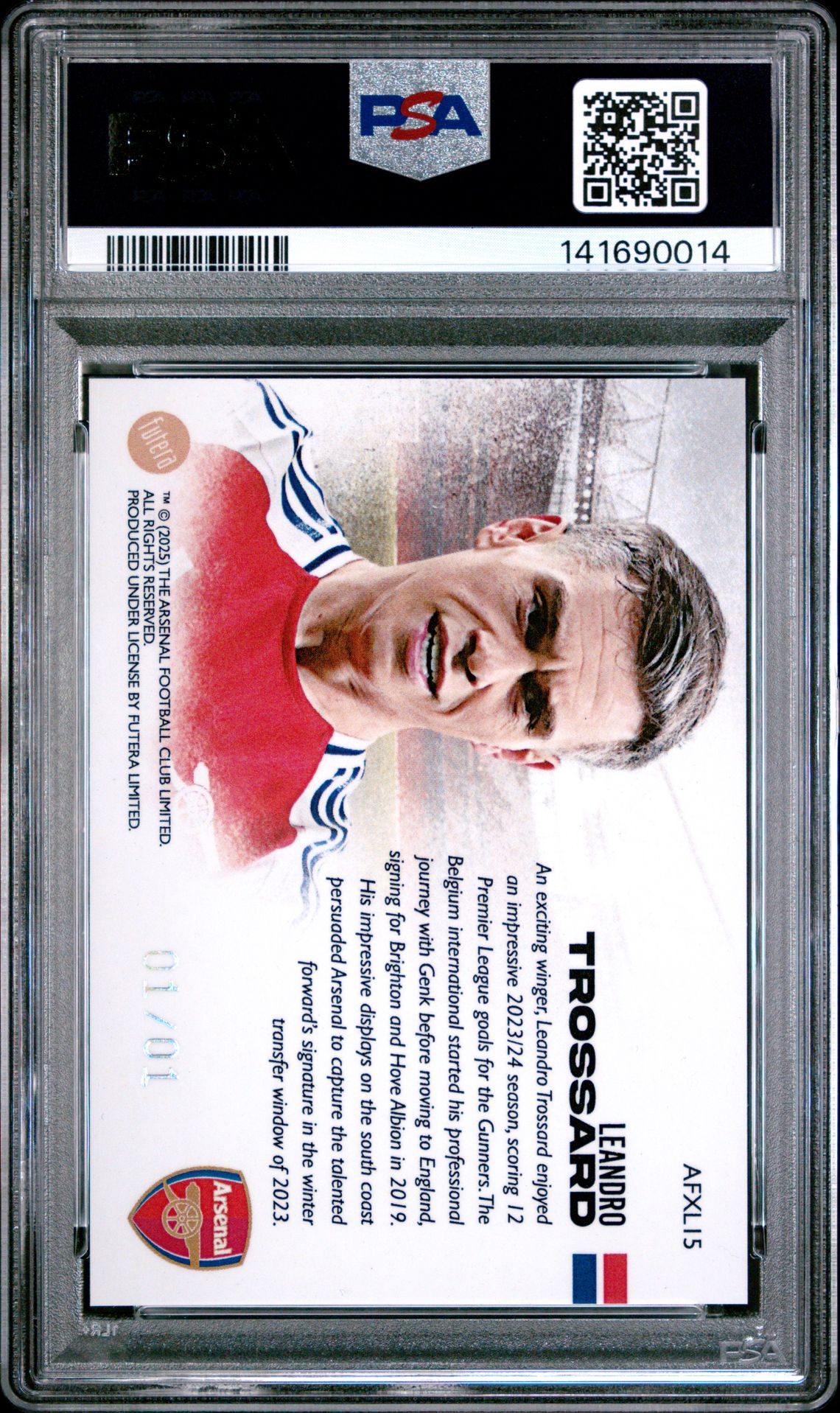 2024-25 Futera Arsenal Fx Collection Landscape Leandro Trossard #15 (Landscape-Diamond 1/1) Gem Mt 10 back