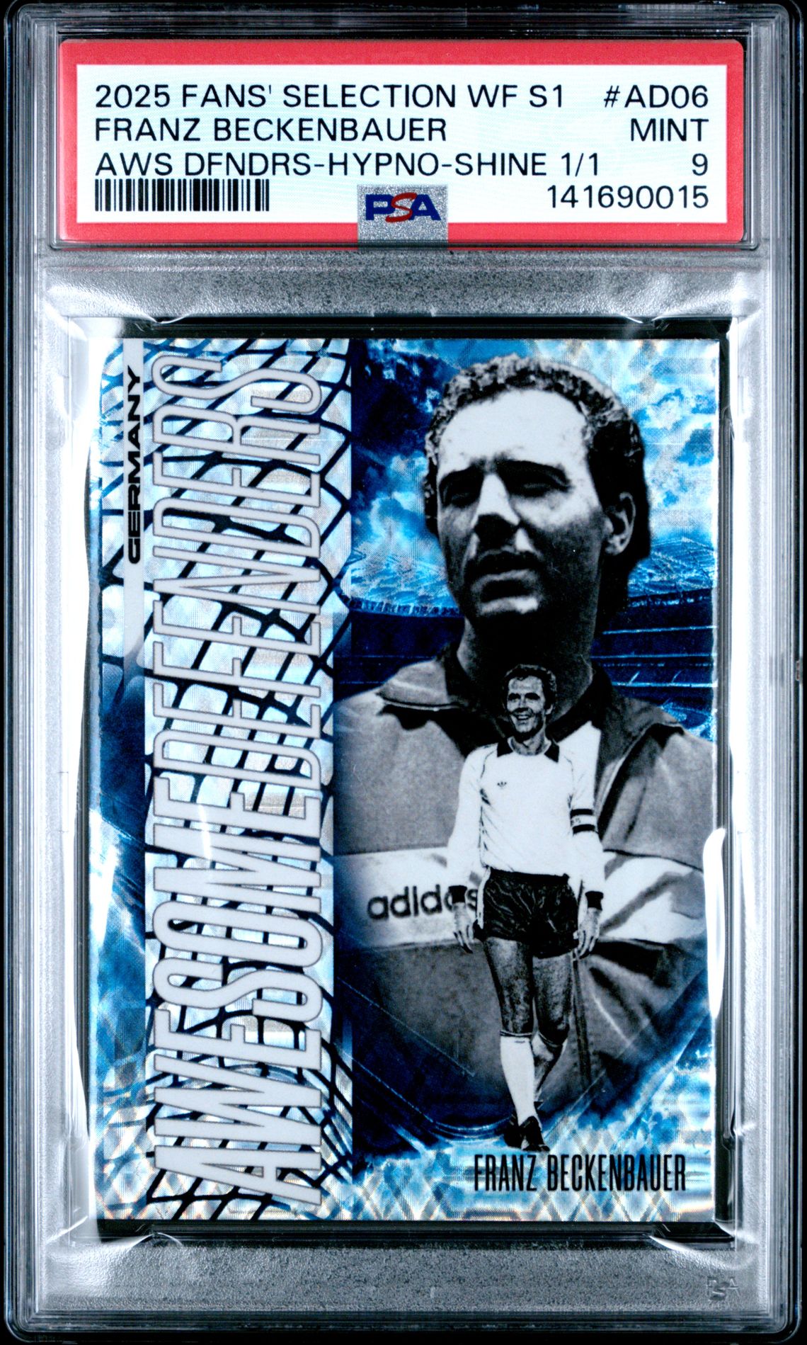 2025 Futera Fans' Selection World Football Series 1 Awesome Defenders Franz Beckenbauer #Ad06 (Aws Dfndrs-Hypno-Shine 1/1) Mint 9 front
