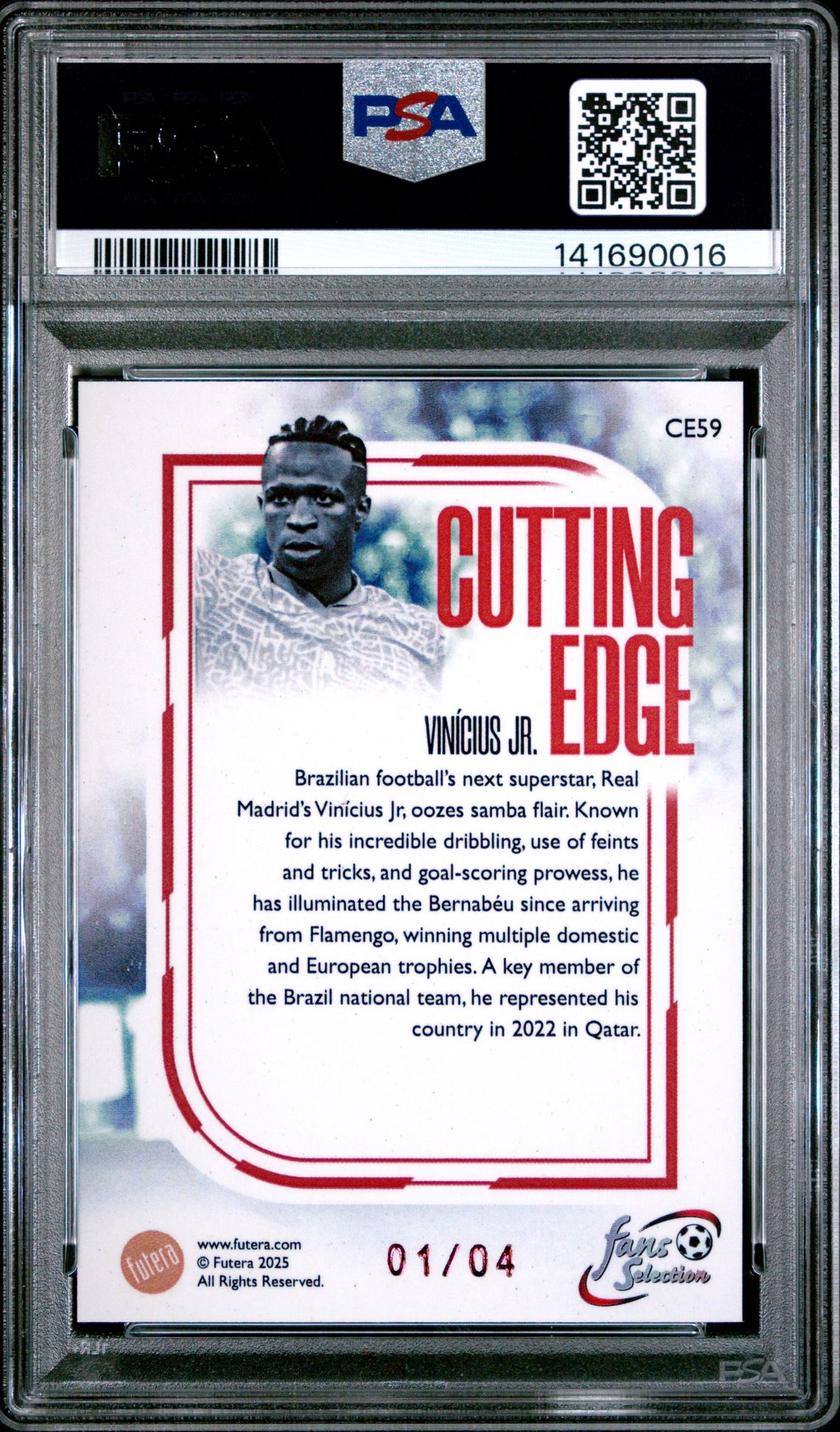 2025 Futera Fans' Selection World Football Series 1 Cutting Edge Vinicius Jr. #Ce59 (Cutting Edge-Lsr Red-Shine) Mint 9 back