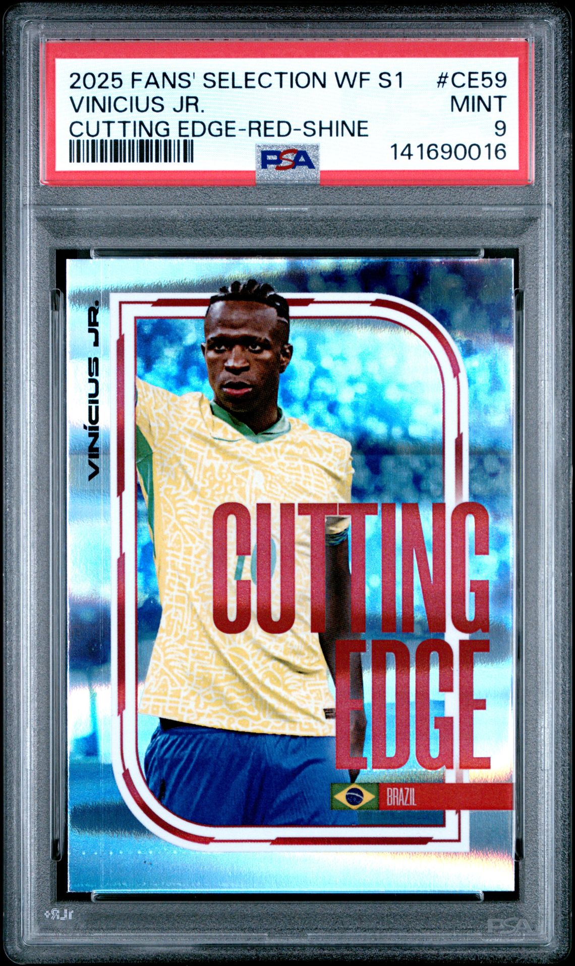 2025 Futera Fans' Selection World Football Series 1 Cutting Edge Vinicius Jr. #Ce59 (Cutting Edge-Lsr Red-Shine) Mint 9 front
